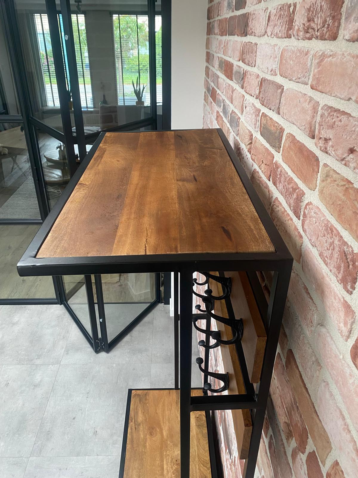 Garderoberek Industrieel Design | Mangohout en Staal | 80x40x190cm