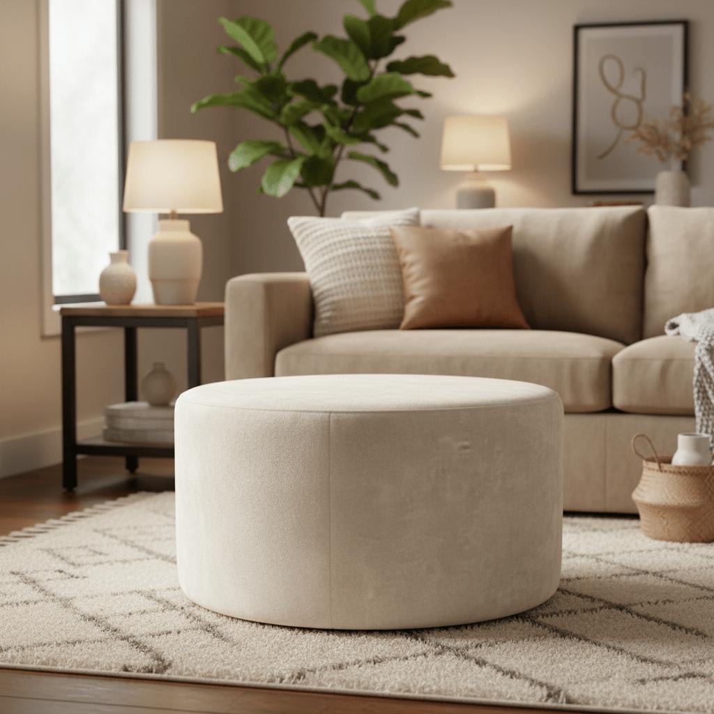 Hocker Rond Velvet Creme 60cm - Industrieelinhuis.nl