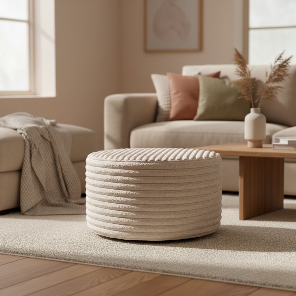 Hocker Rond Velvet Beige 60cm