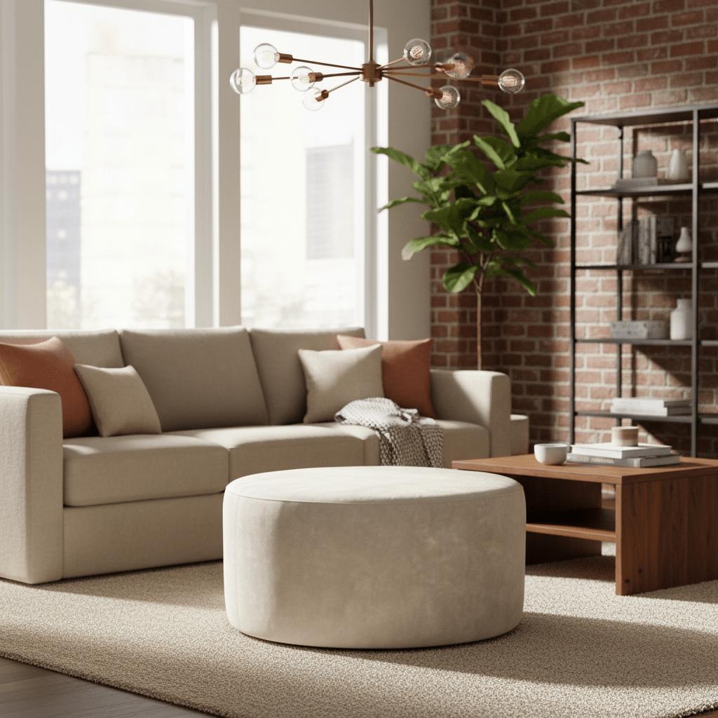 Hocker Rond Velvet Creme 80cm - Industrieelinhuis.nl
