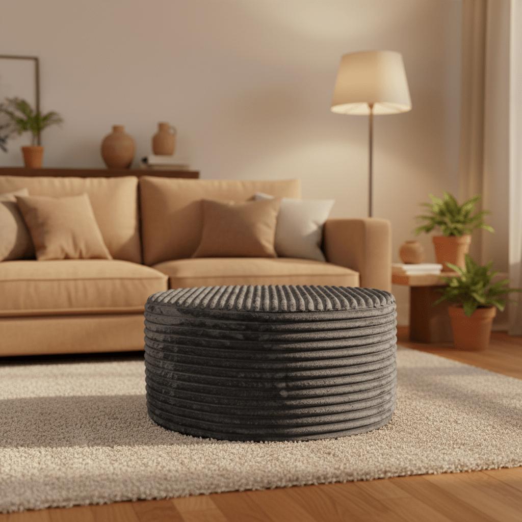 Hocker Rond Velvet Antraciet 80cm - Industrieelinhuis.nl