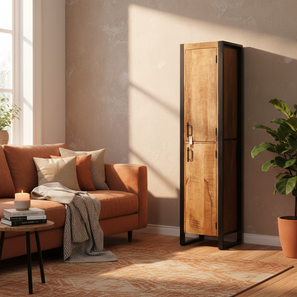 Smalle hoge kast Britt Mangohout Staal 50x40x200cm