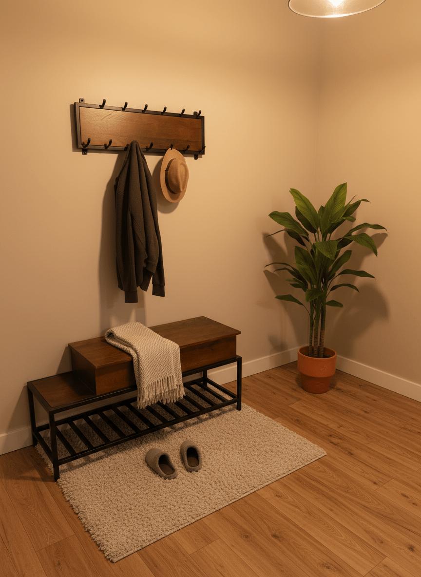 Kapstok & Bankje “Urban Steel” – Industrieel Design met Karakter (110 cm)