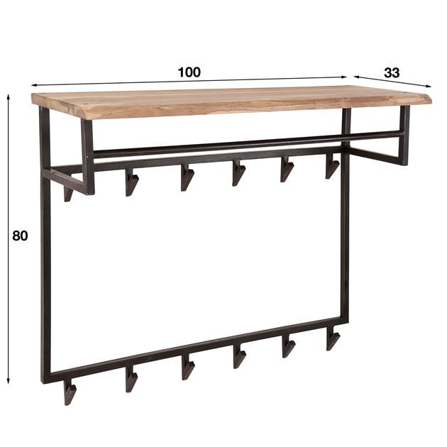 Kapstok Eddie Hoog 12 haken + plank