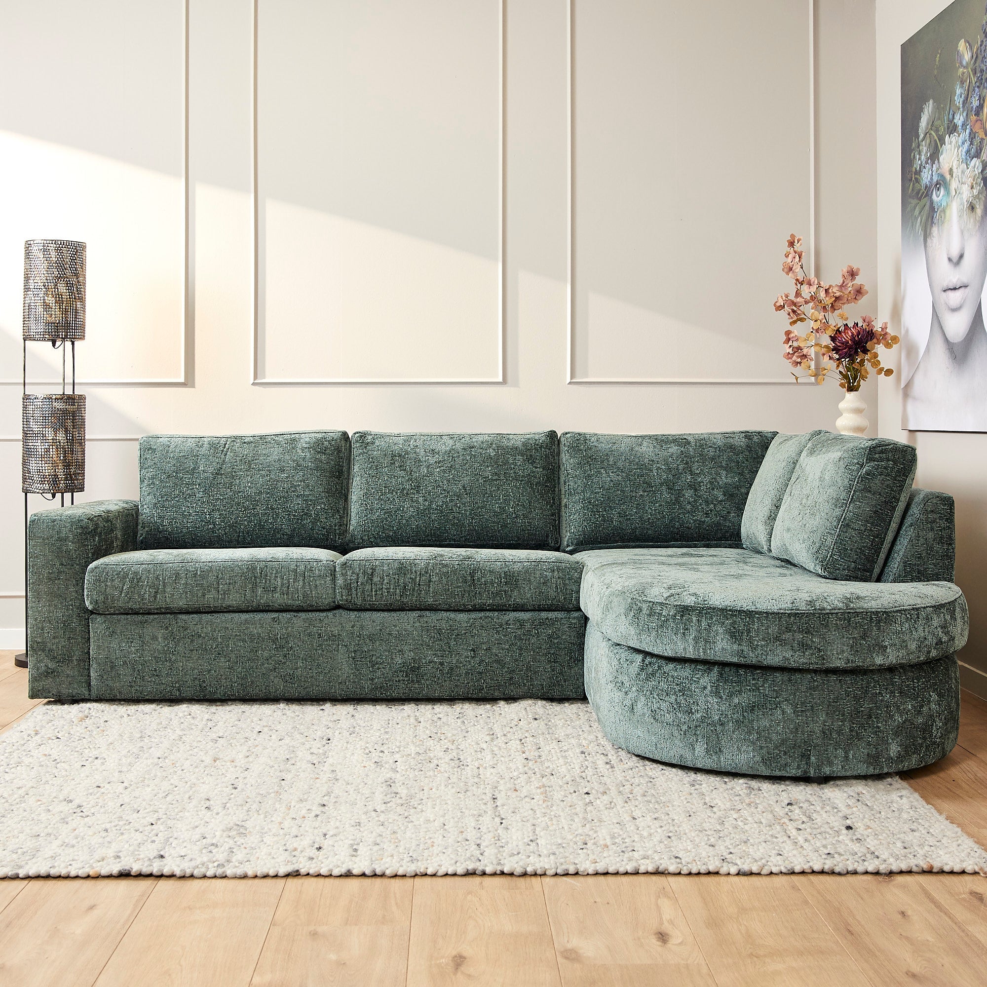 MySofa Alma | Green | 2,5 zits + Divan Rechts | 5 jaar garantie - Industrieelinhuis.nl
