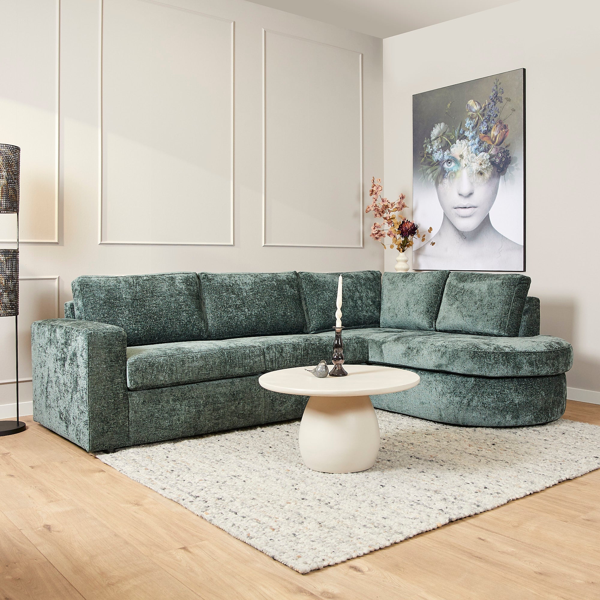 MySofa Alma | Green | 2,5 zits + Divan Rechts | 5 jaar garantie - Industrieelinhuis.nl