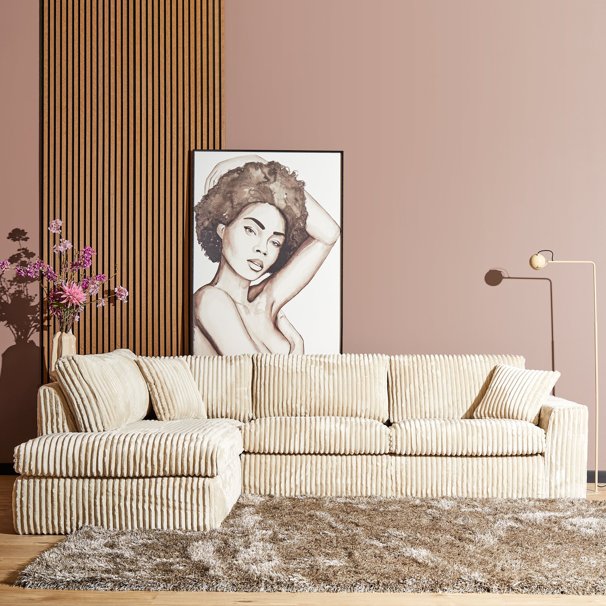 MySofa Teddy | Divan Links + 2,5 zits | Beige - Industrieelinhuis.nl