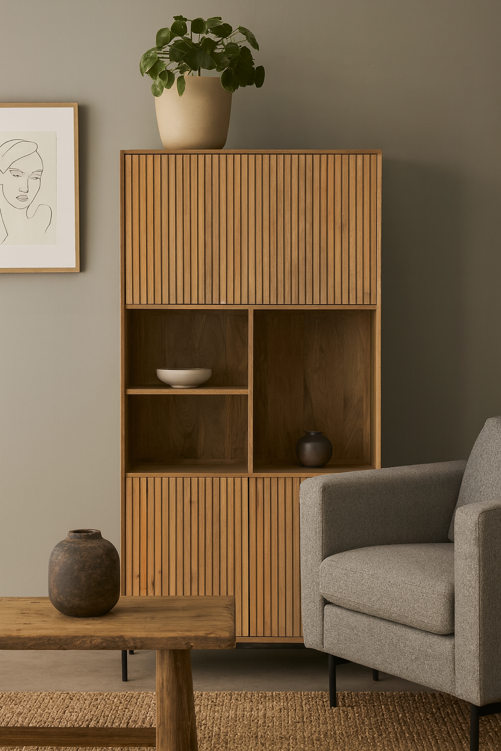 Vakkenkast Madison Natural 90 cm