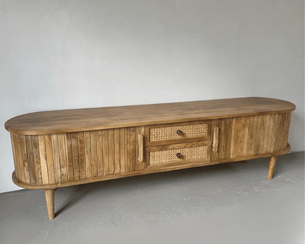 TV Meubel Ubud met deuren en lades Bali stijl | 200x40x40cm - Industrieelinhuis.nl