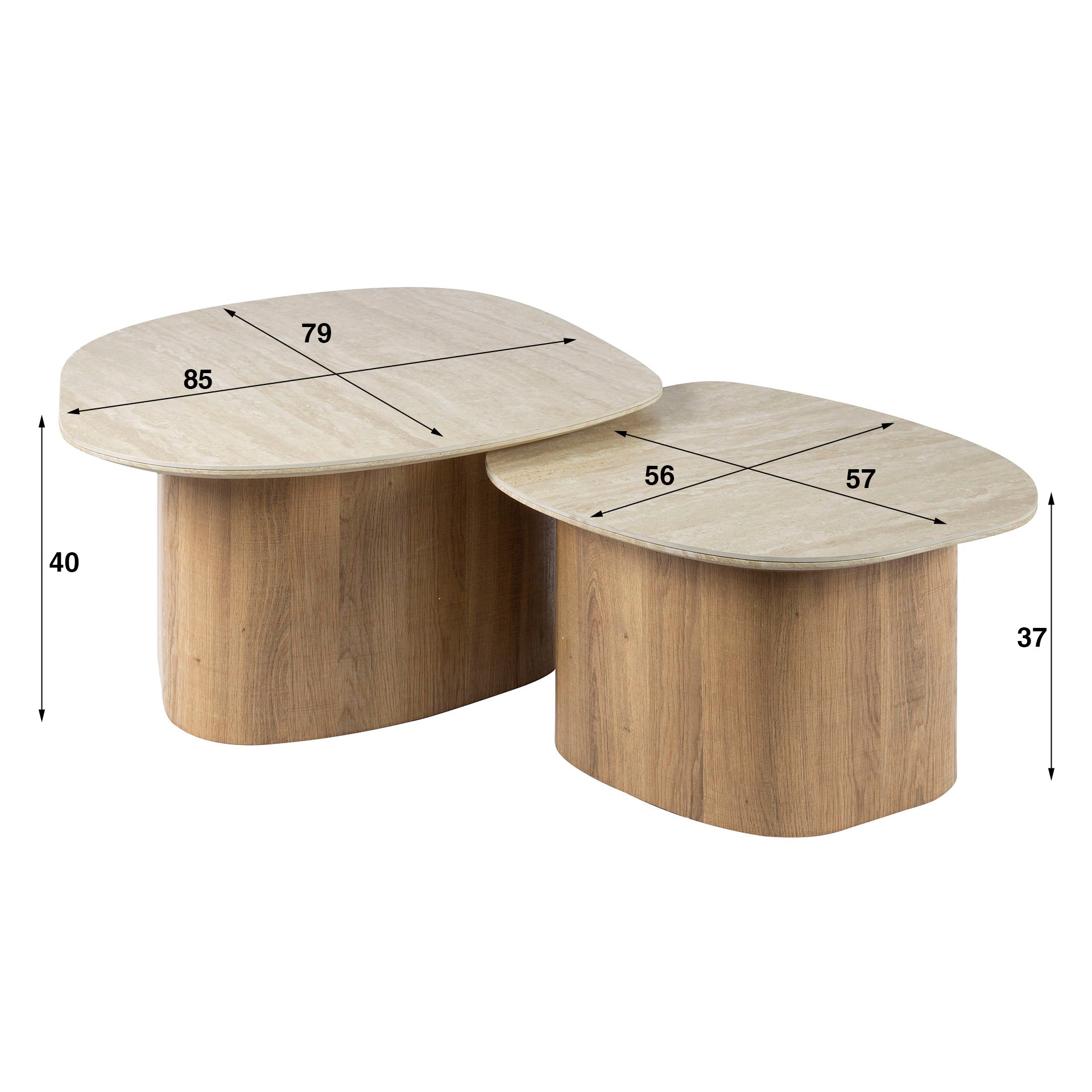 Organische Salontafel set 2 Levi Kiezel | organische salontafel