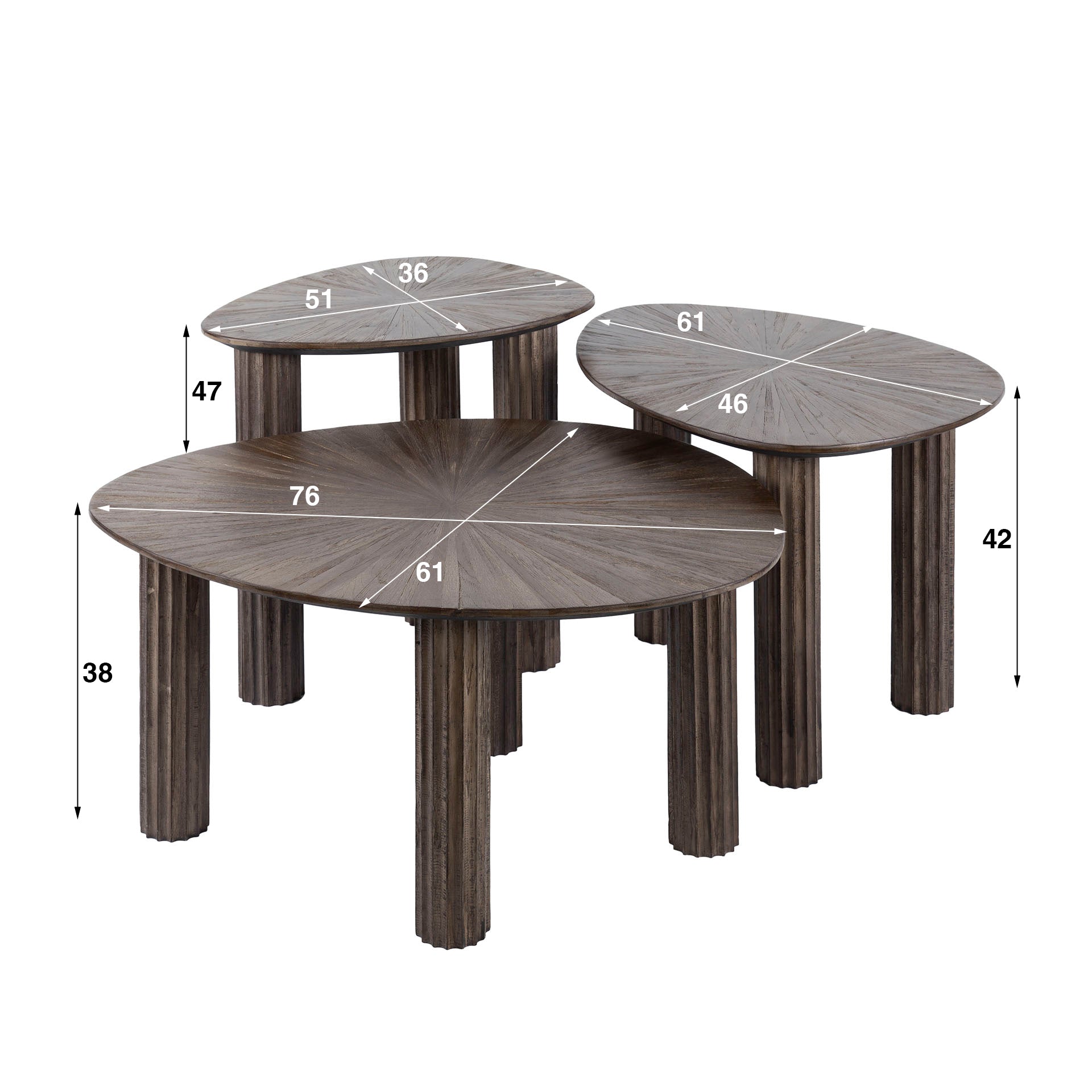 Organische salontafelset van 3 Mia M