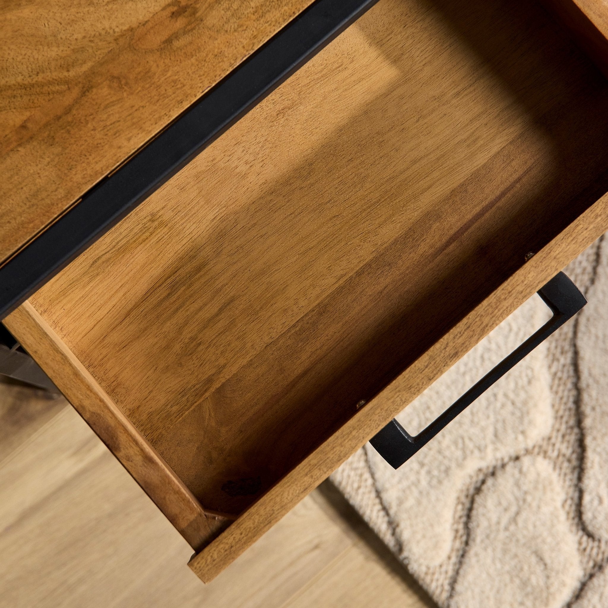 Nachtkastje mangohout Denver | Mangohout en Staal - Industrieelinhuis.nl