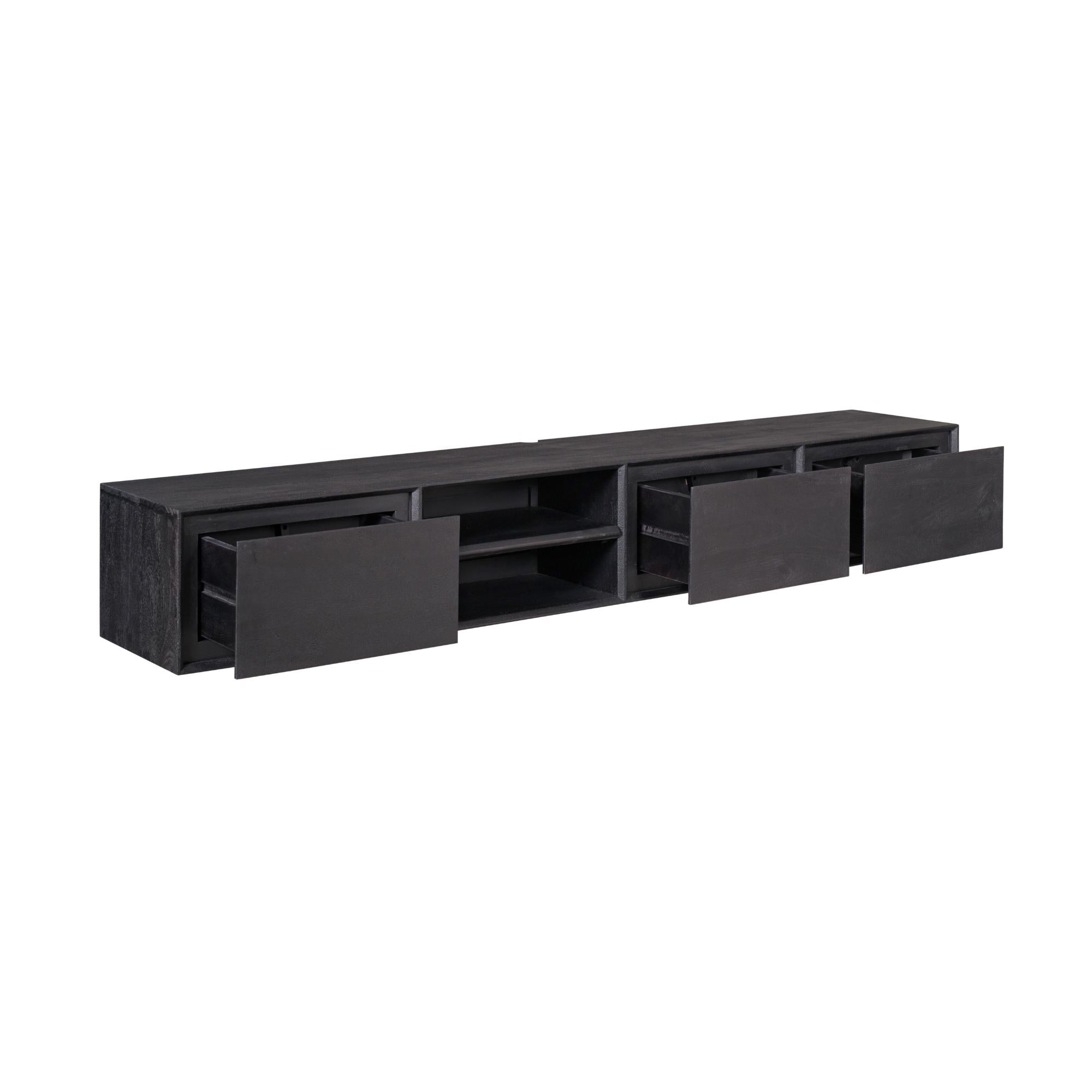 Zwevend tv meubel Ambiance Black | 200 cm - Industrieelinhuis.nl