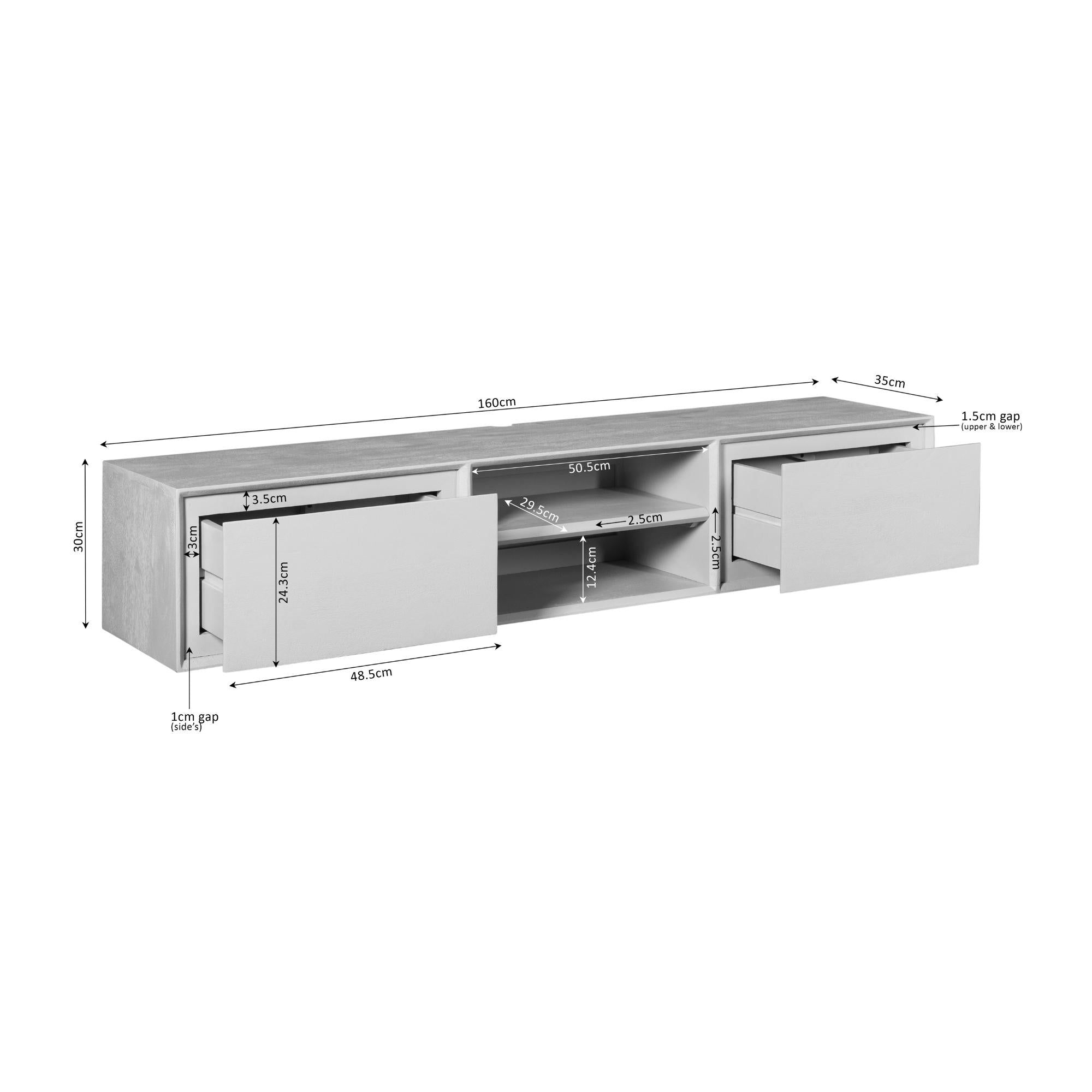 Zwevend tv meubel Ambiance Brown | 160 cm - Industrieelinhuis.nl