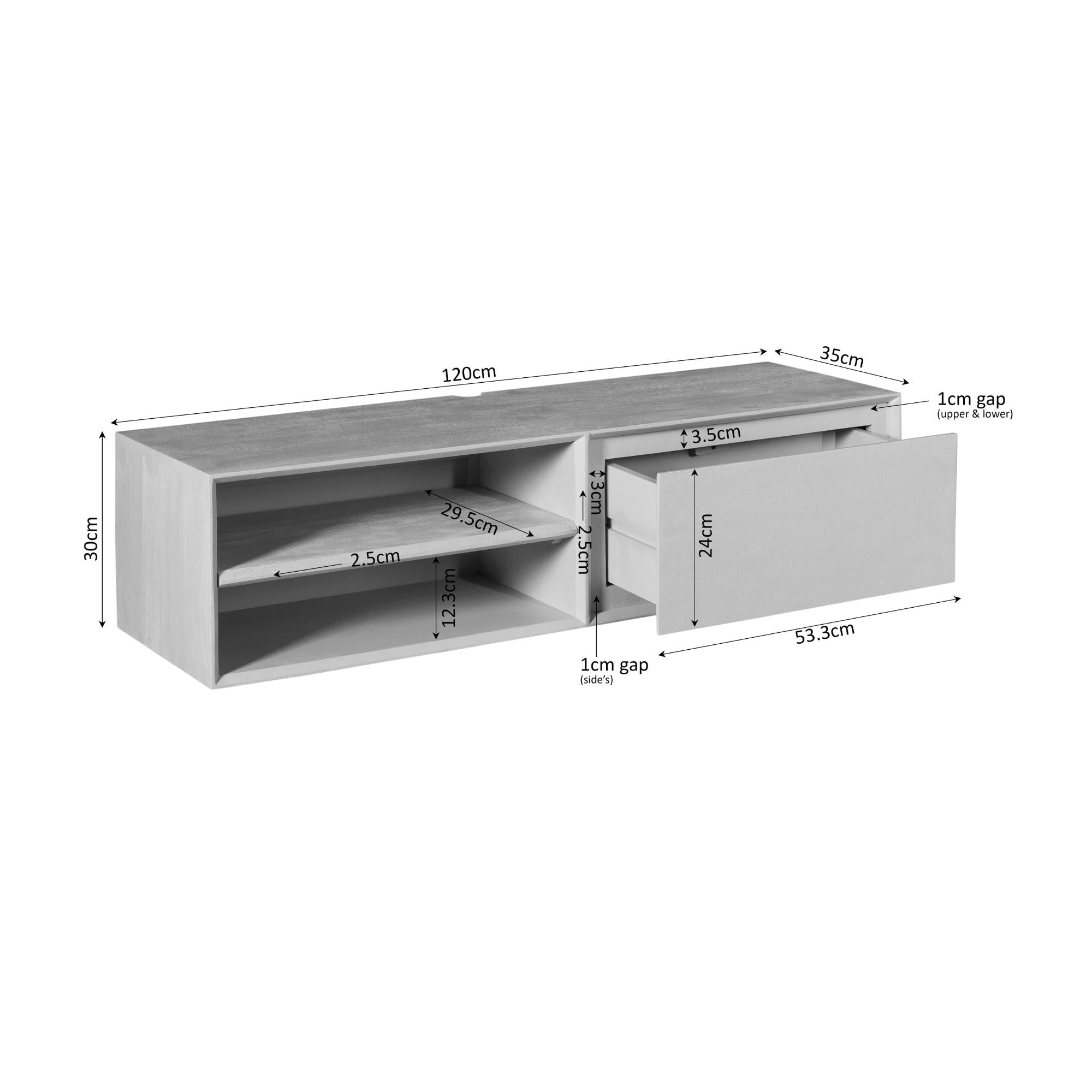 Zwevend tv meubel Ambiance Sand | 120 cm - Industrieelinhuis.nl