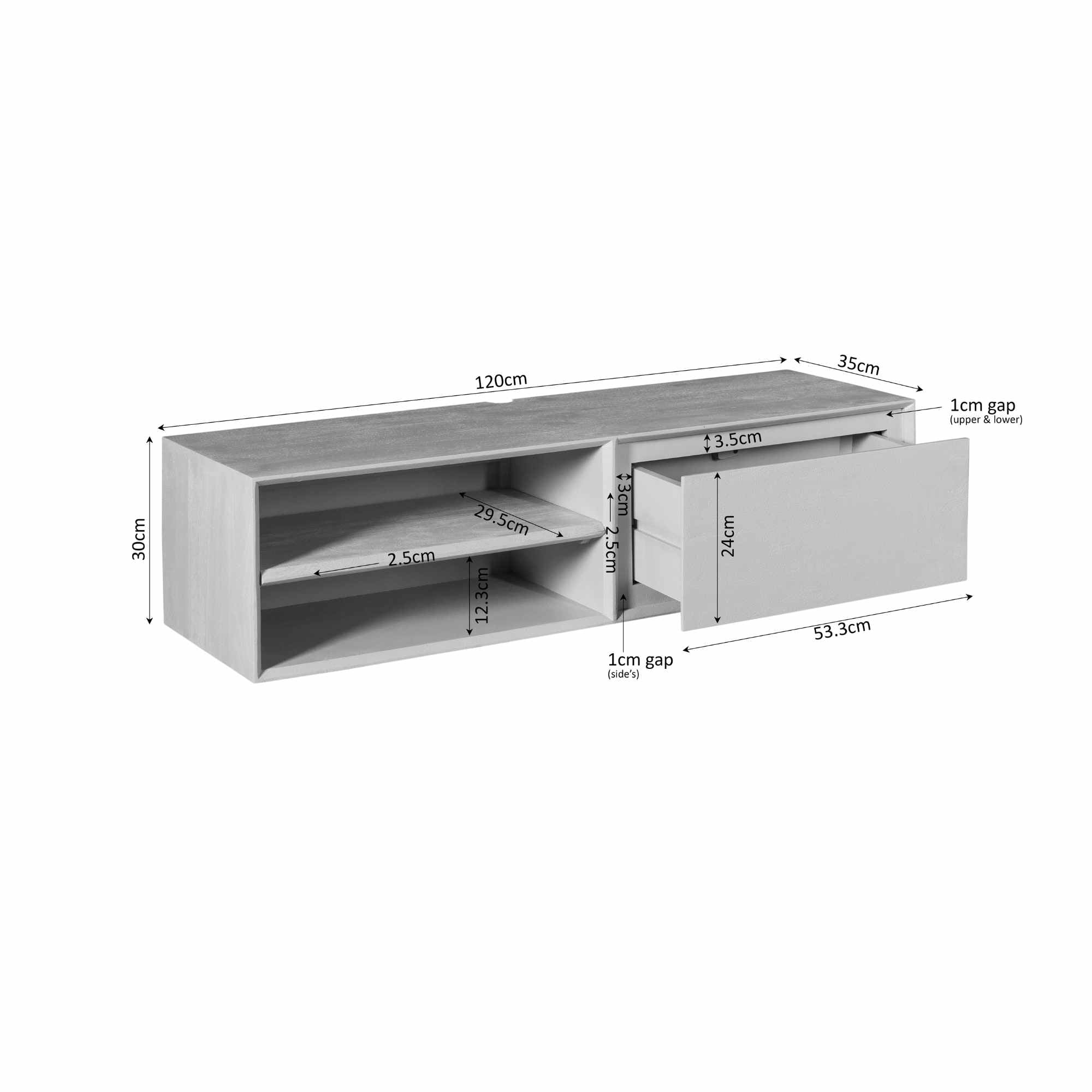Zwevend tv meubel Ambiance Taupe | 120 cm - Industrieelinhuis.nl