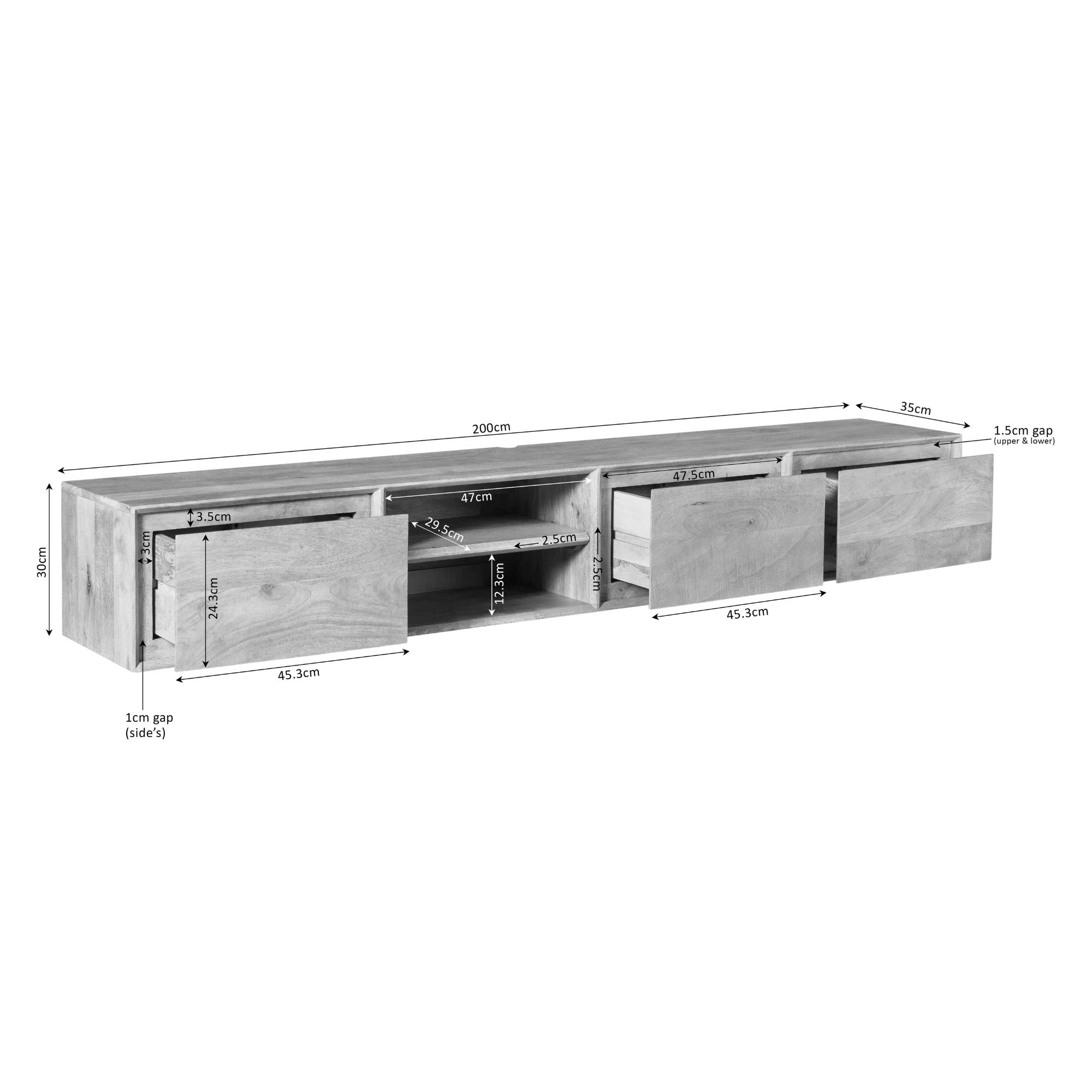 Zwevend tv meubel Ambiance Taupe | 200 cm - Industrieelinhuis.nl