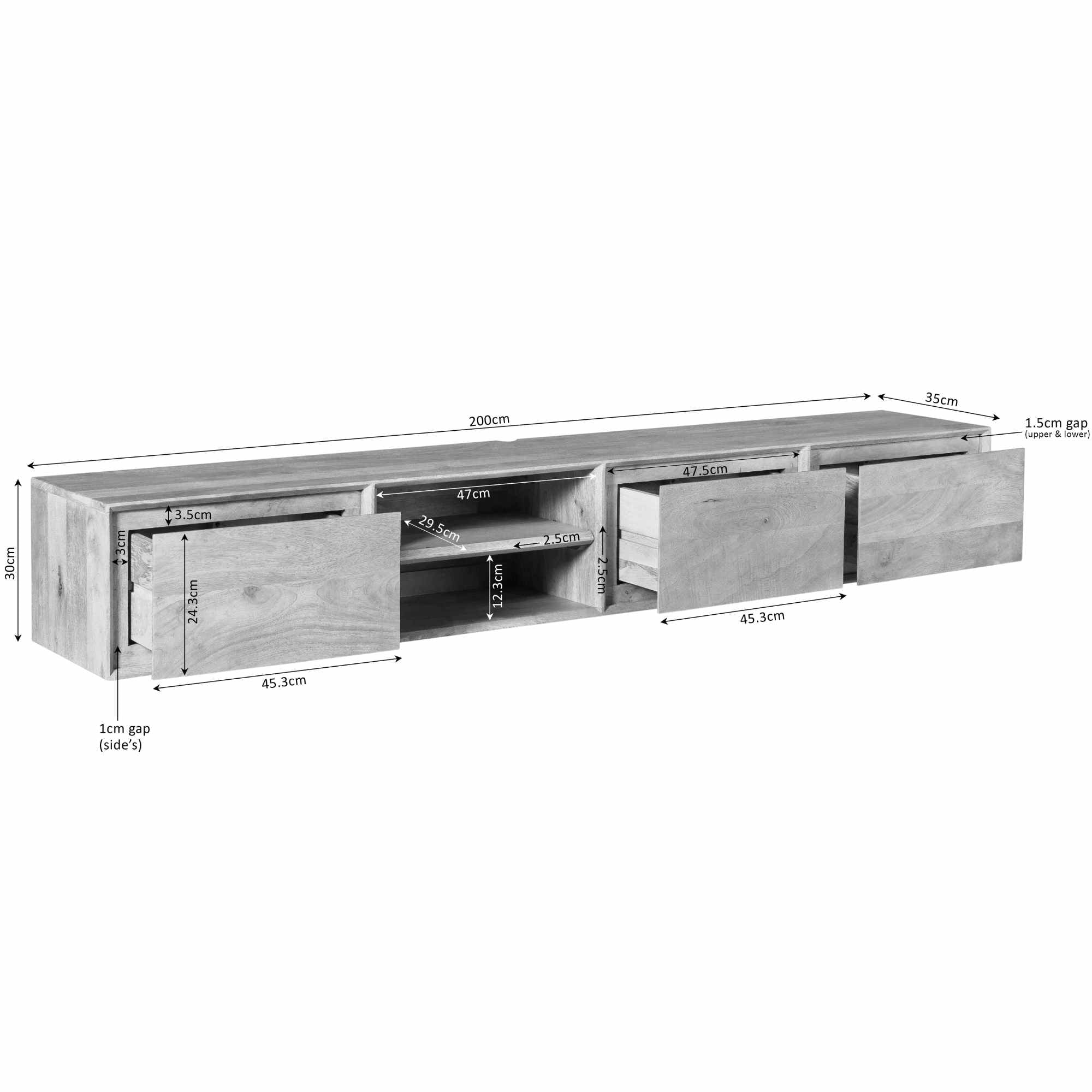 Zwevend tv meubel Ambiance Taupe | 200 cm - Industrieelinhuis.nl