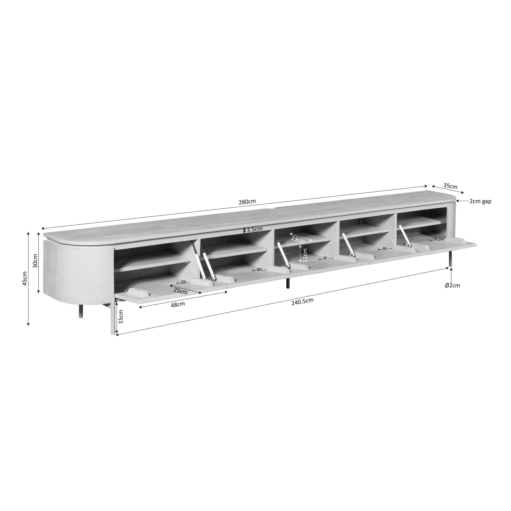 Tv meubel Excellent Brown | 280 cm - Industrieelinhuis.nl