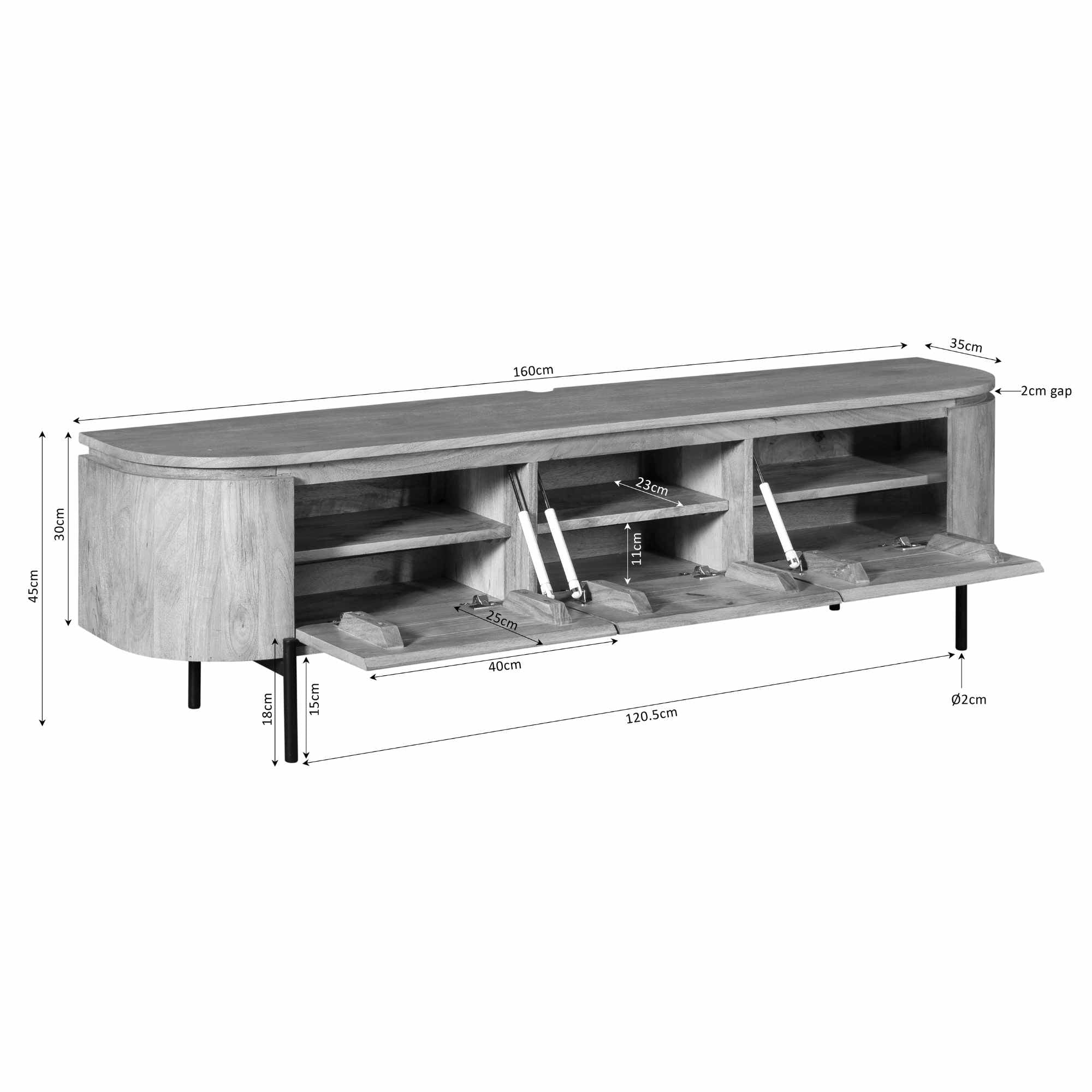 Tv meubel Excellent Taupe | 160 cm - Industrieelinhuis.nl