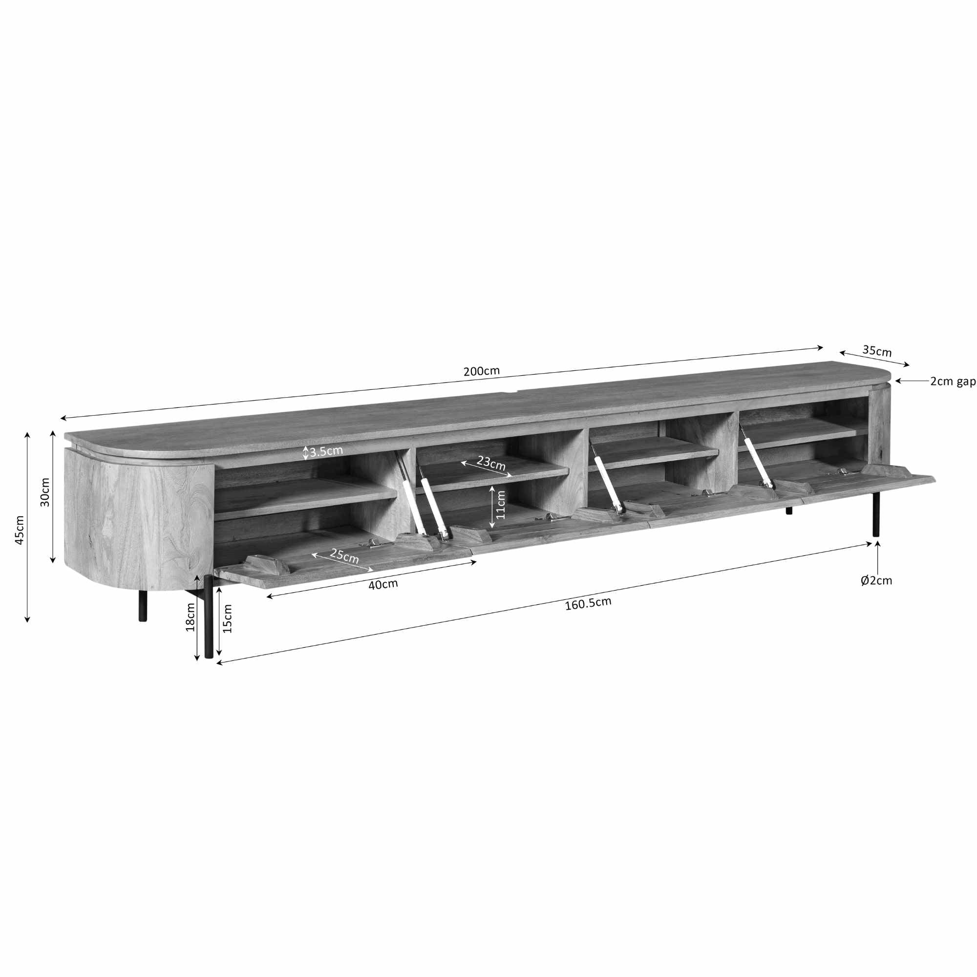 Tv meubel Excellent Taupe | 200 cm - Industrieelinhuis.nl
