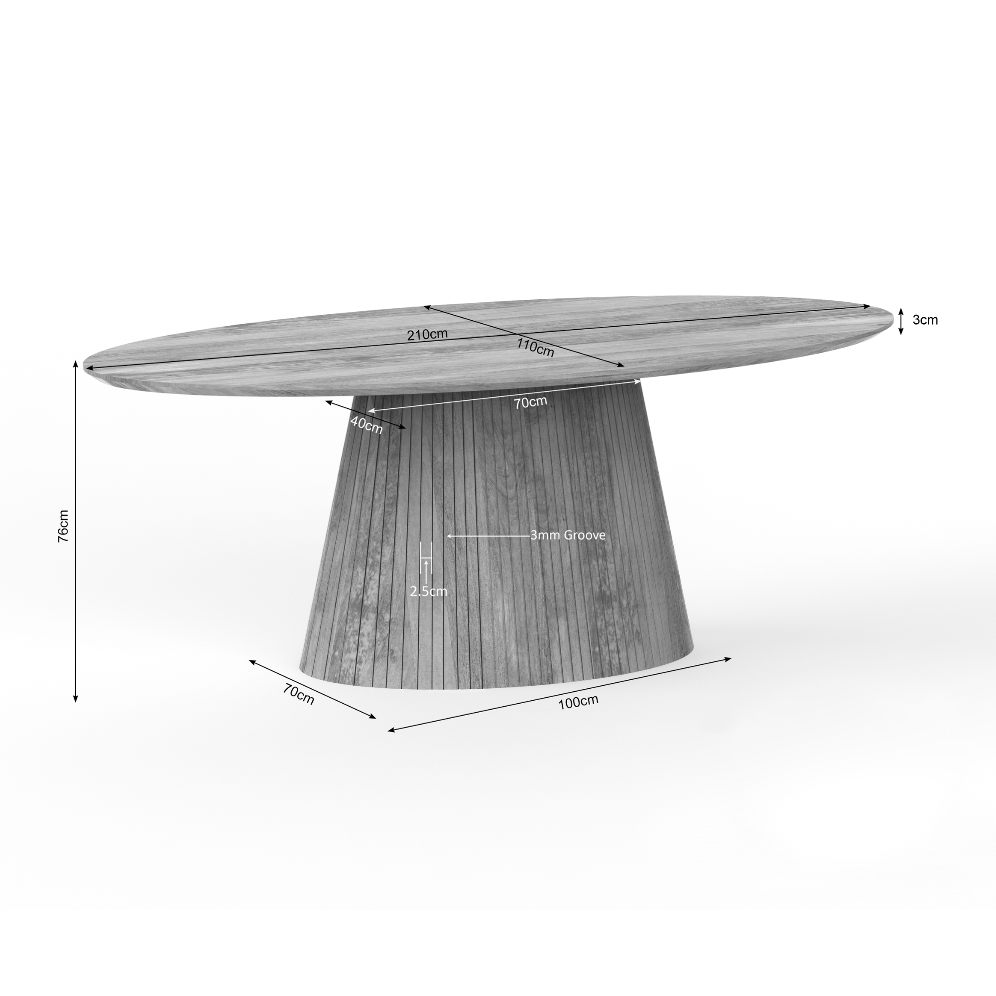 Eettafel Solana | 210 cm | Naturel | Ovaal - Industrieelinhuis.nl