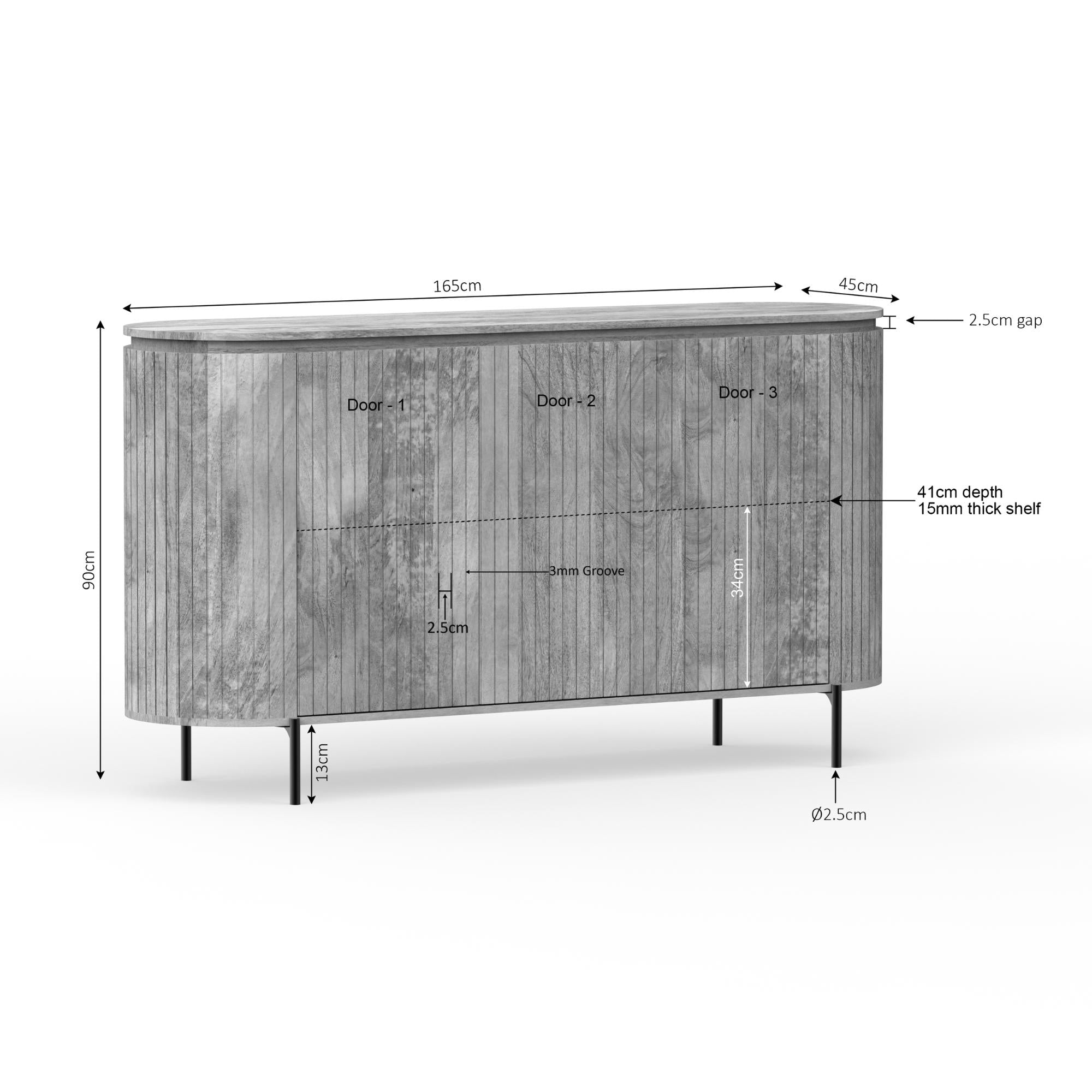 Dressoir Solana | 165 cm | Naturel - Industrieelinhuis.nl