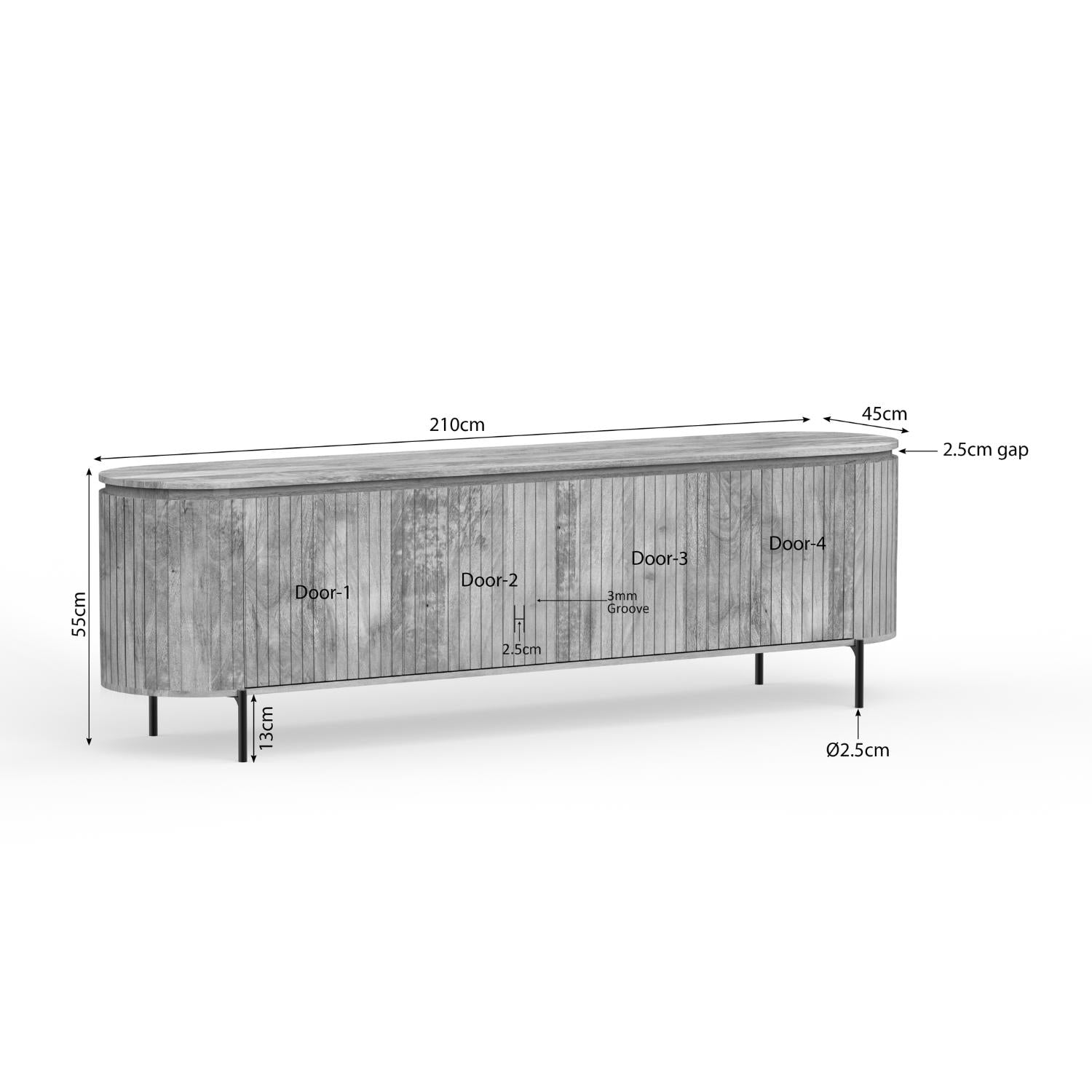 Tv meubel Solana | 210 cm | Naturel - Industrieelinhuis.nl
