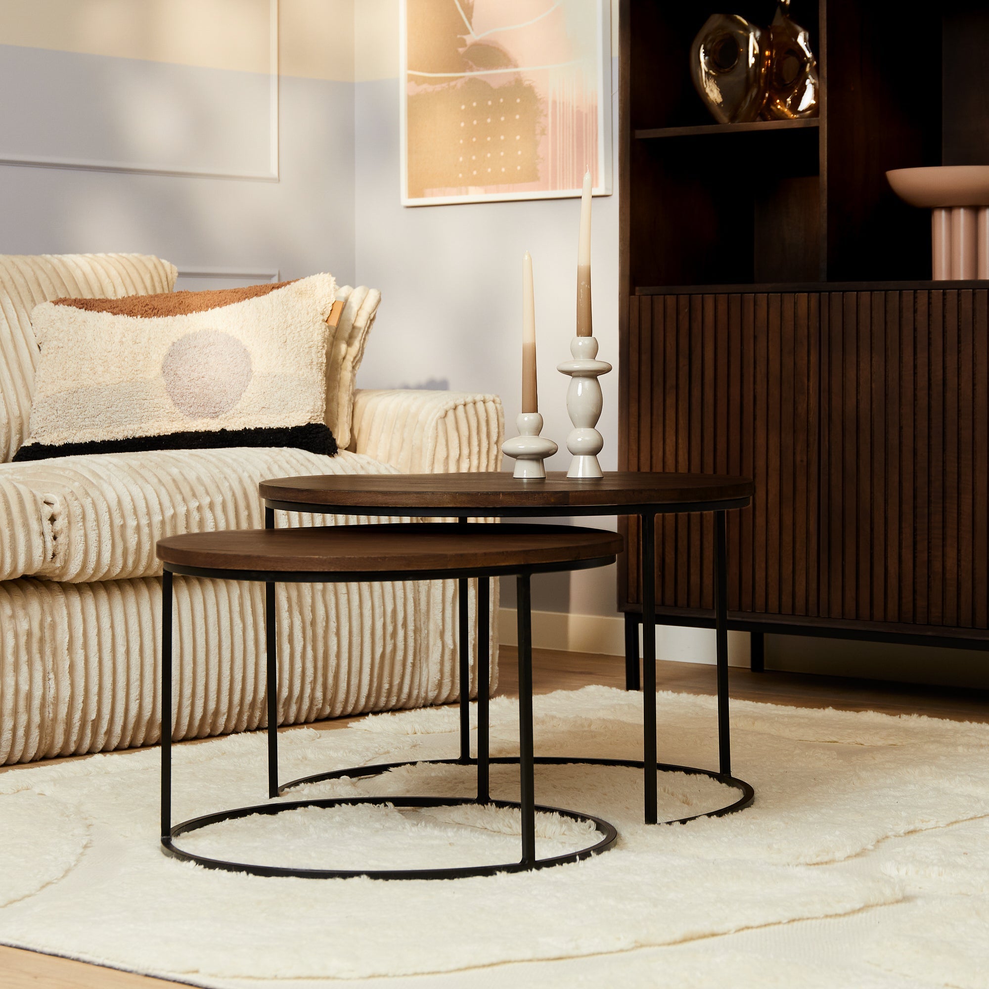 Salontafel Madison Brown | 70 cm | set van 2 - Industrieelinhuis.nl