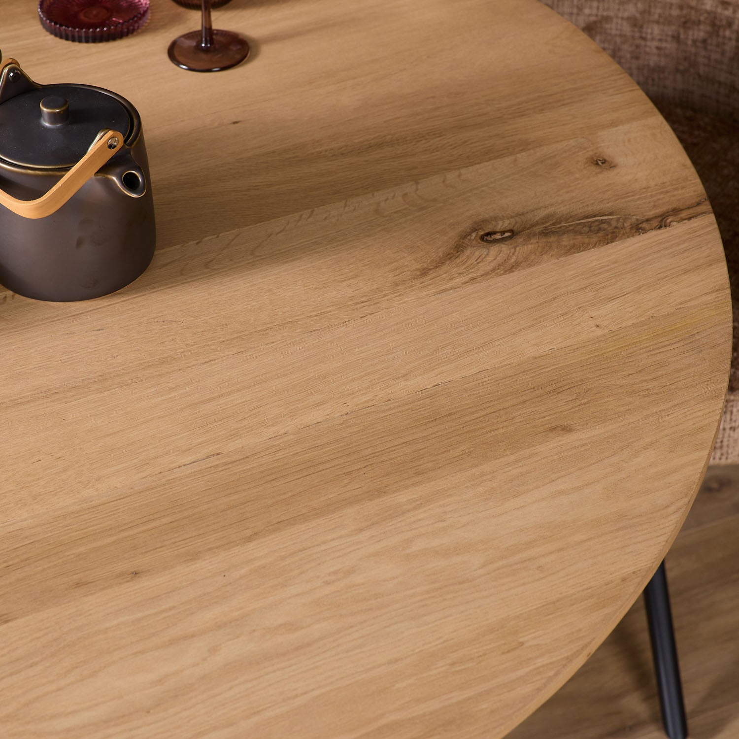 Eiken eettafel Ferris | Rond 130 cm | Naturel - Industrieelinhuis.nl
