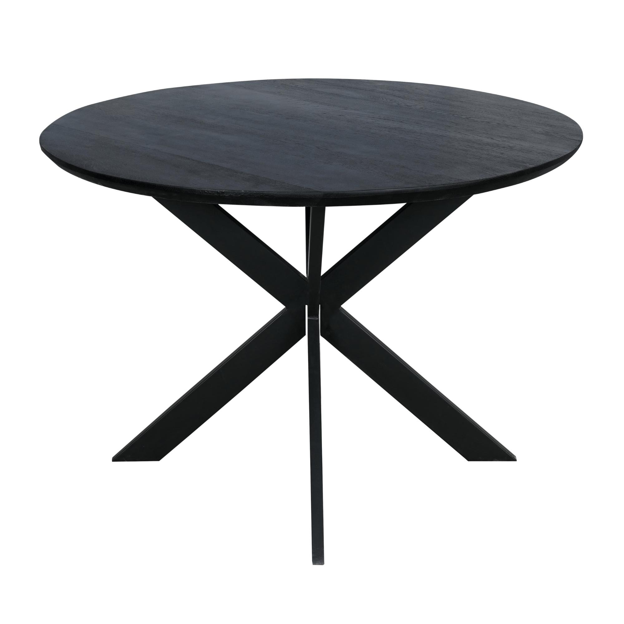 Eiken eettafel Ferris | Rond 110 cm | Zwart - Industrieelinhuis.nl