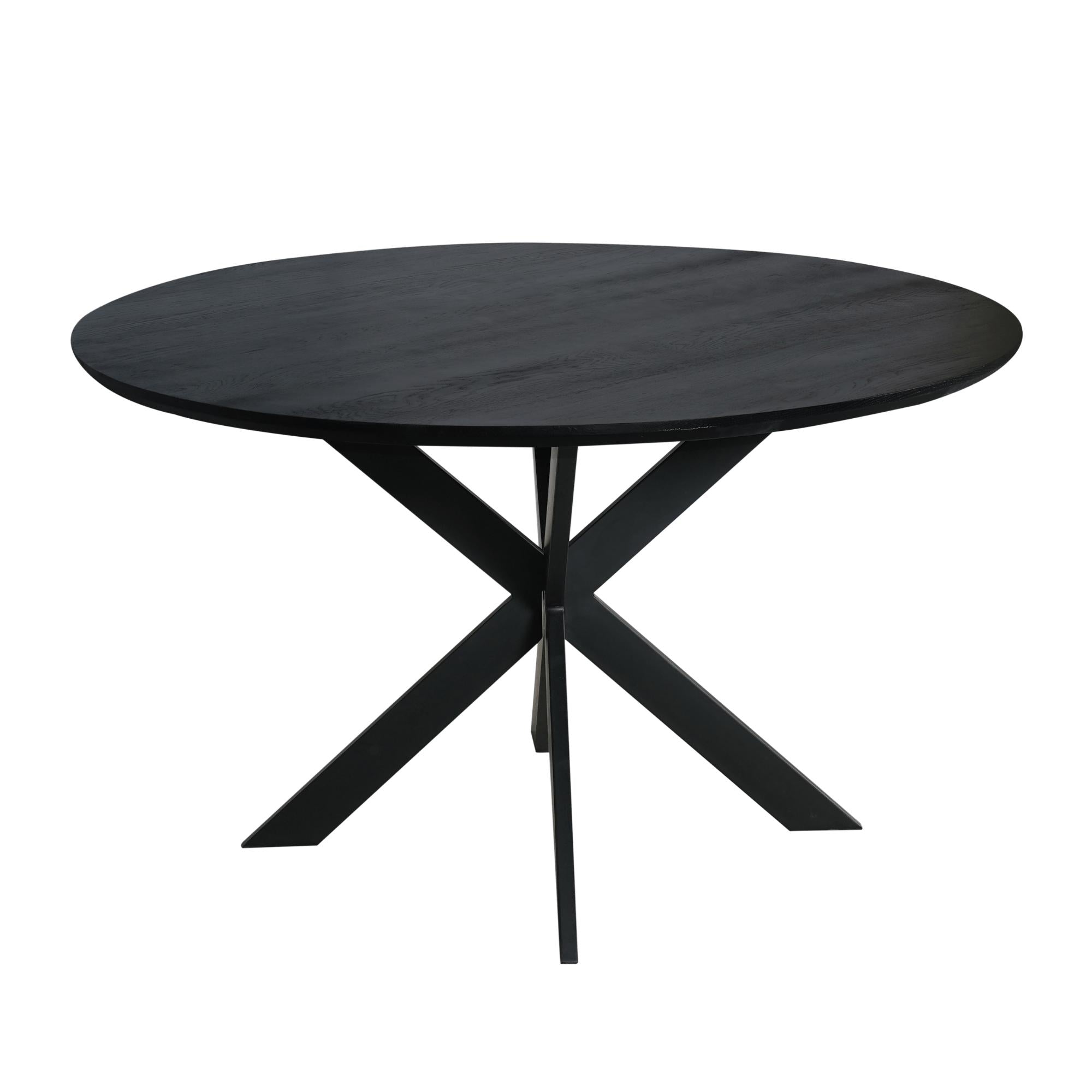 Eiken eettafel Ferris | Rond 130 cm | Zwart - Industrieelinhuis.nl