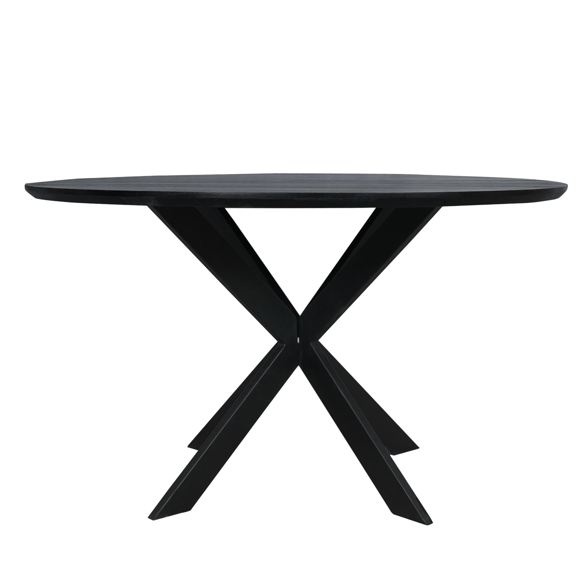 Eiken eettafel Ferris | Rond 130 cm | Zwart - Industrieelinhuis.nl