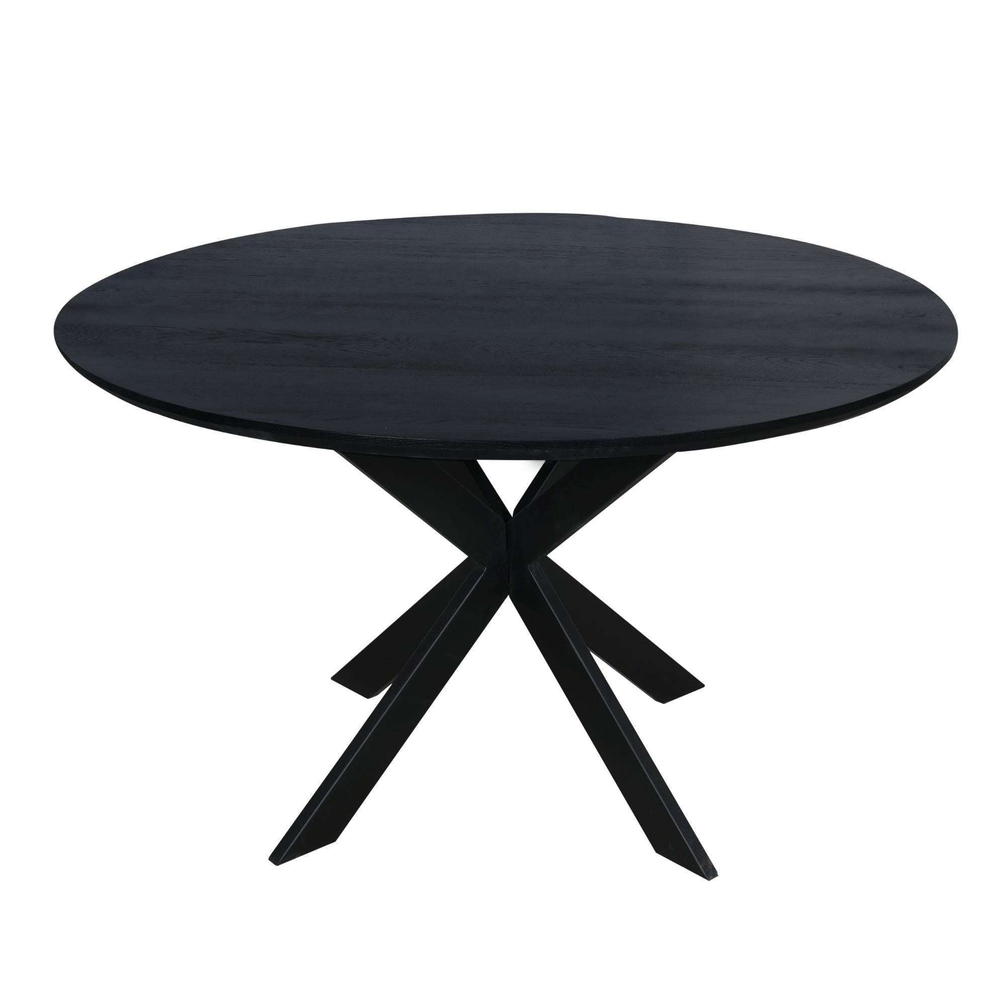 Eiken eettafel Ferris | Rond 130 cm | Zwart - Industrieelinhuis.nl