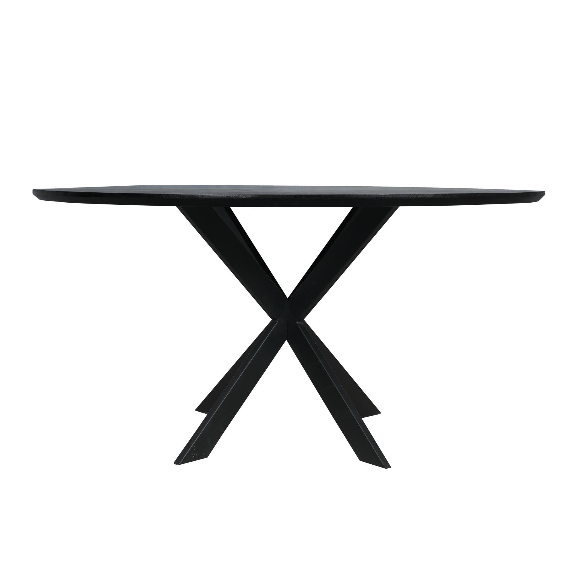 Eiken eettafel Ferris | Rond 150 cm | Zwart - Industrieelinhuis.nl