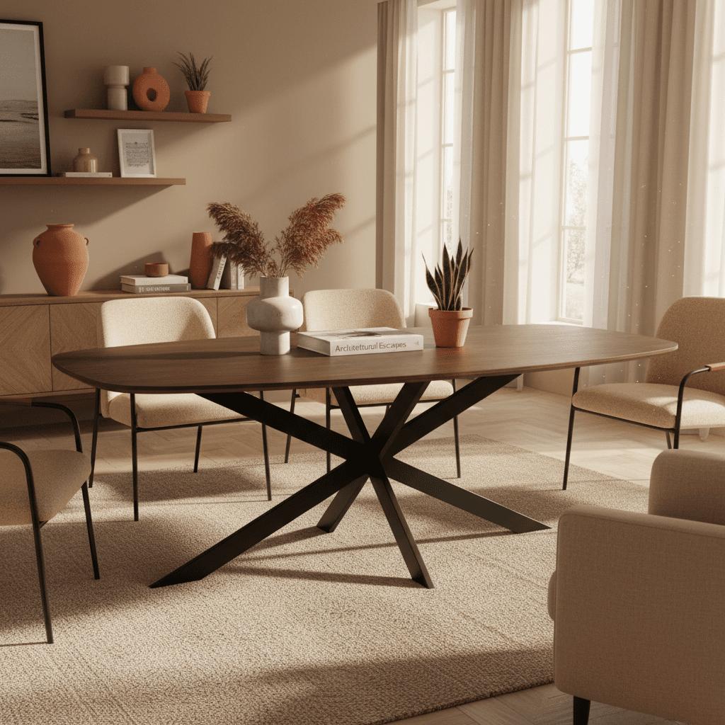 Eiken eettafel Ferris Deens Ovaal Bruin 240 cm - Industrieelinhuis.nl