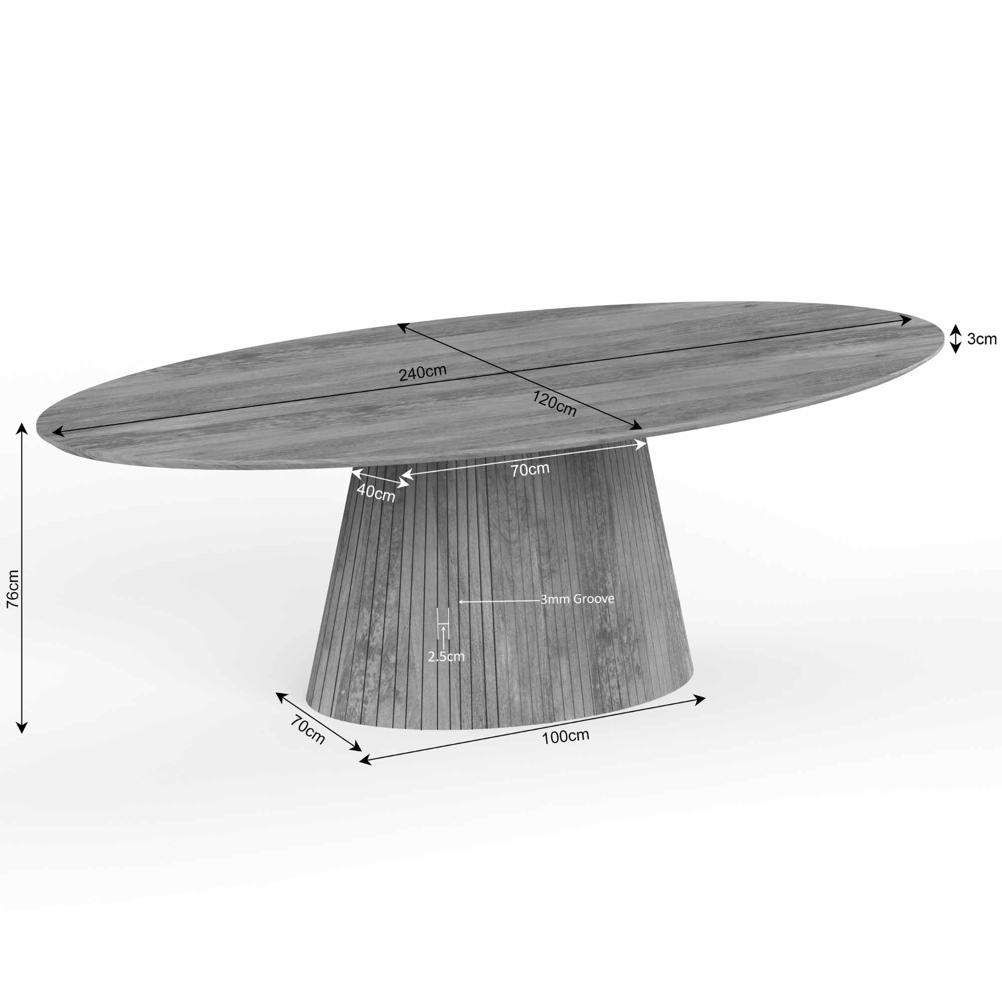 Eettafel Solana | 240 cm | Ovaal | Taupe - Industrieelinhuis.nl