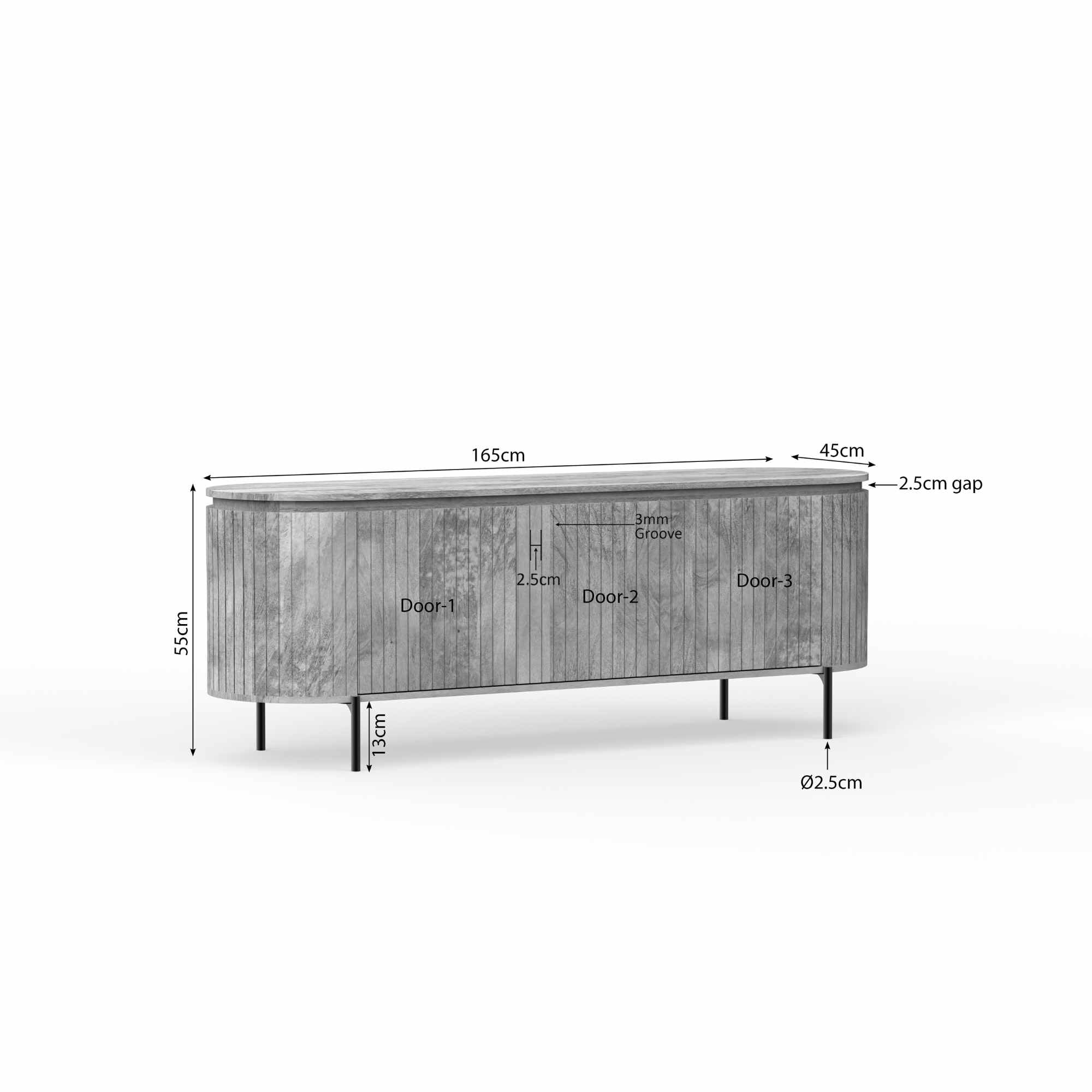 Tv meubel Solana | 165 cm | Taupe - Industrieelinhuis.nl