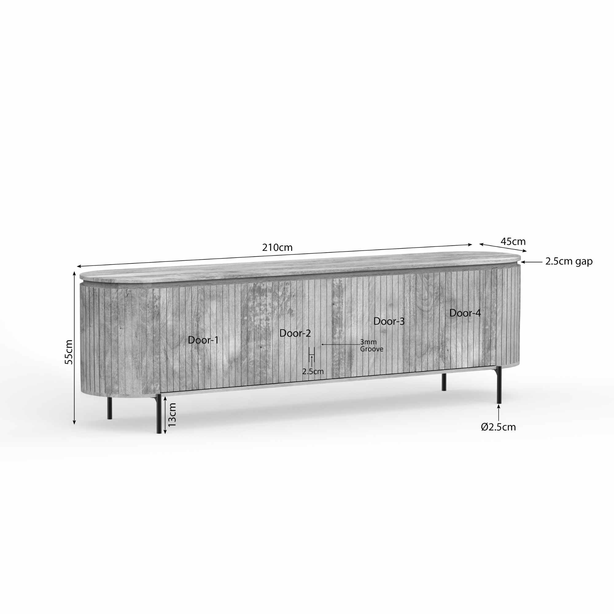 Tv meubel Solana | 210 cm |Taupe - Industrieelinhuis.nl
