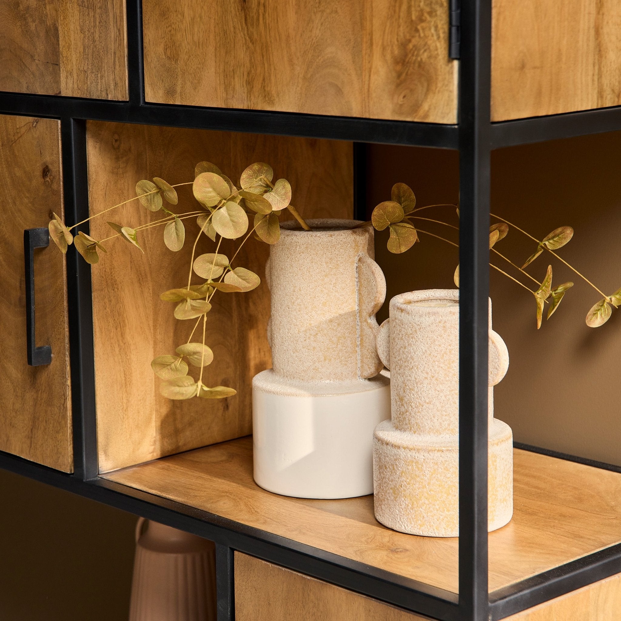 Vakkenkast Denver | Mangohout en staal | 90 cm - Industrieelinhuis.nl