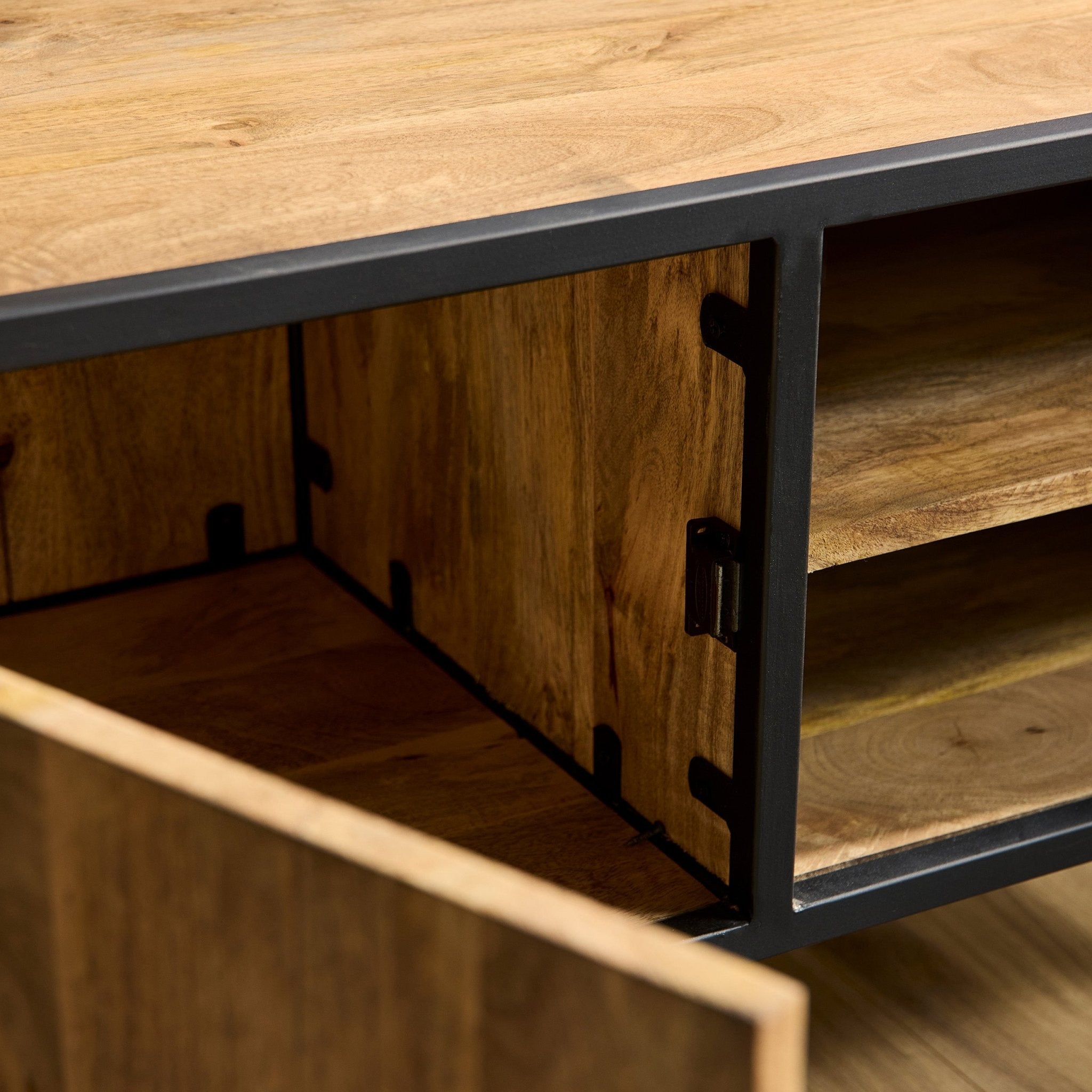 Tv meubel Denver | Mangohout en staal | 100 cm - Industrieelinhuis.nl