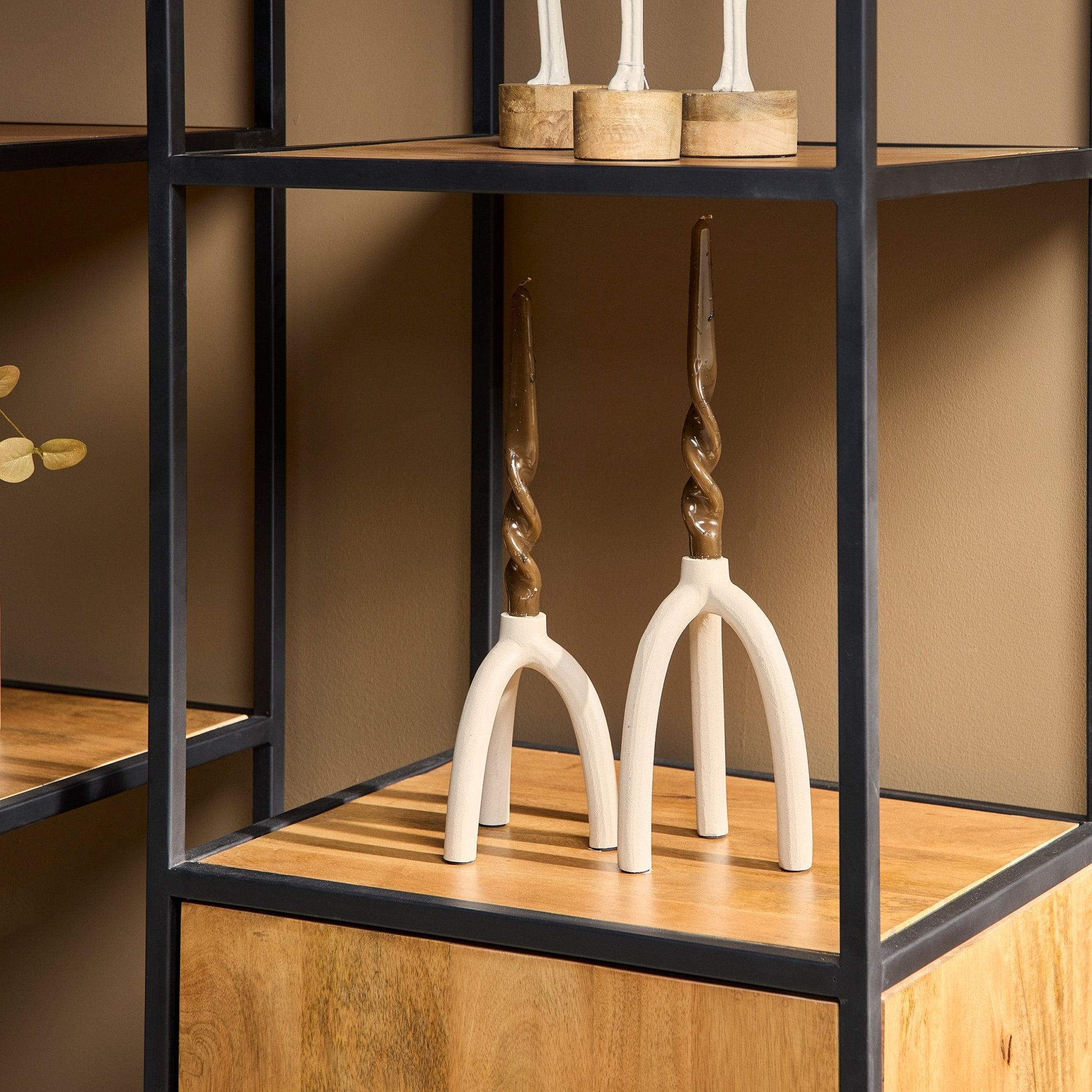 Boekenkast mangohout industrieel Denver | Mangohout en staal | 1 deur | 55 cm - Industrieelinhuis.nl