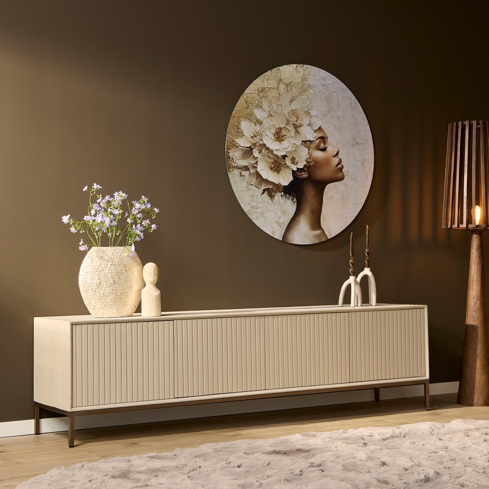 Tv meubel Beige Madison Sand 210 cm - Industrieelinhuis.nl