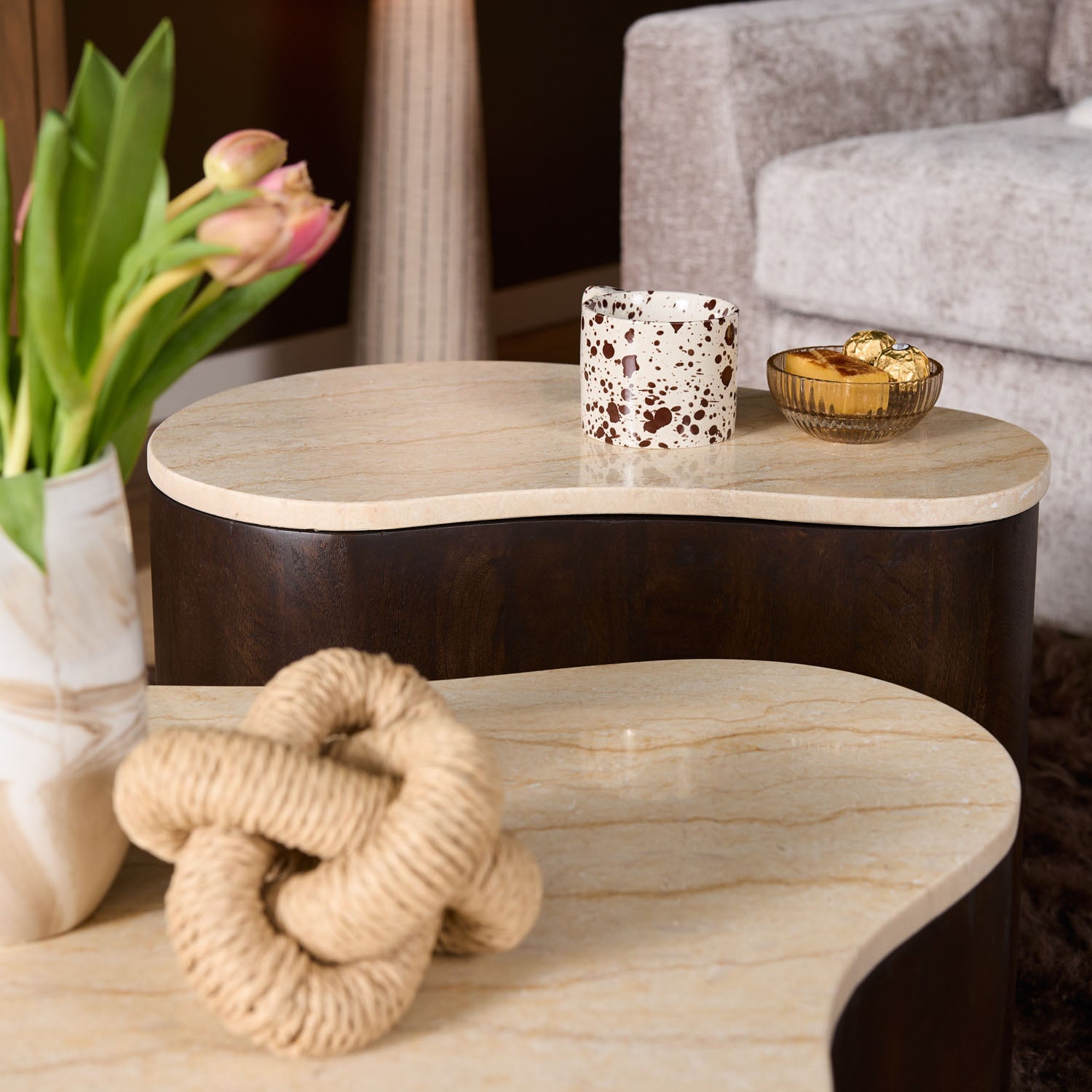 Organische Salontafel Lovi | 50 cm | Brown