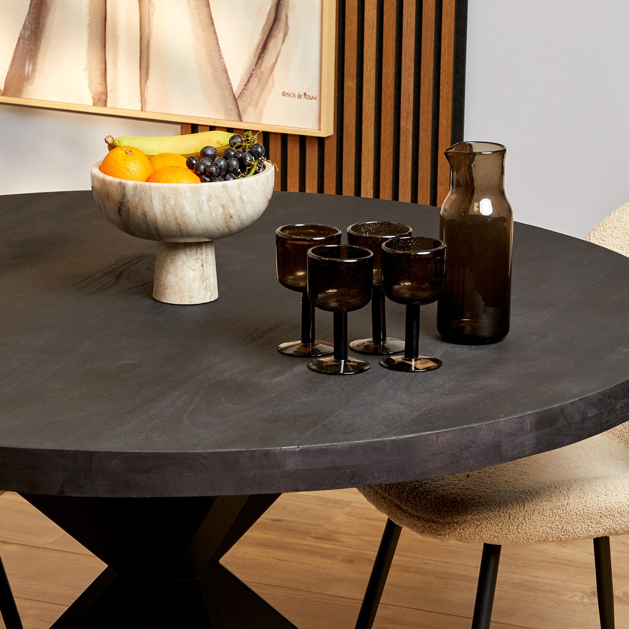 Eettafel Denver Black | 110 cm | Rond - Industrieelinhuis.nl