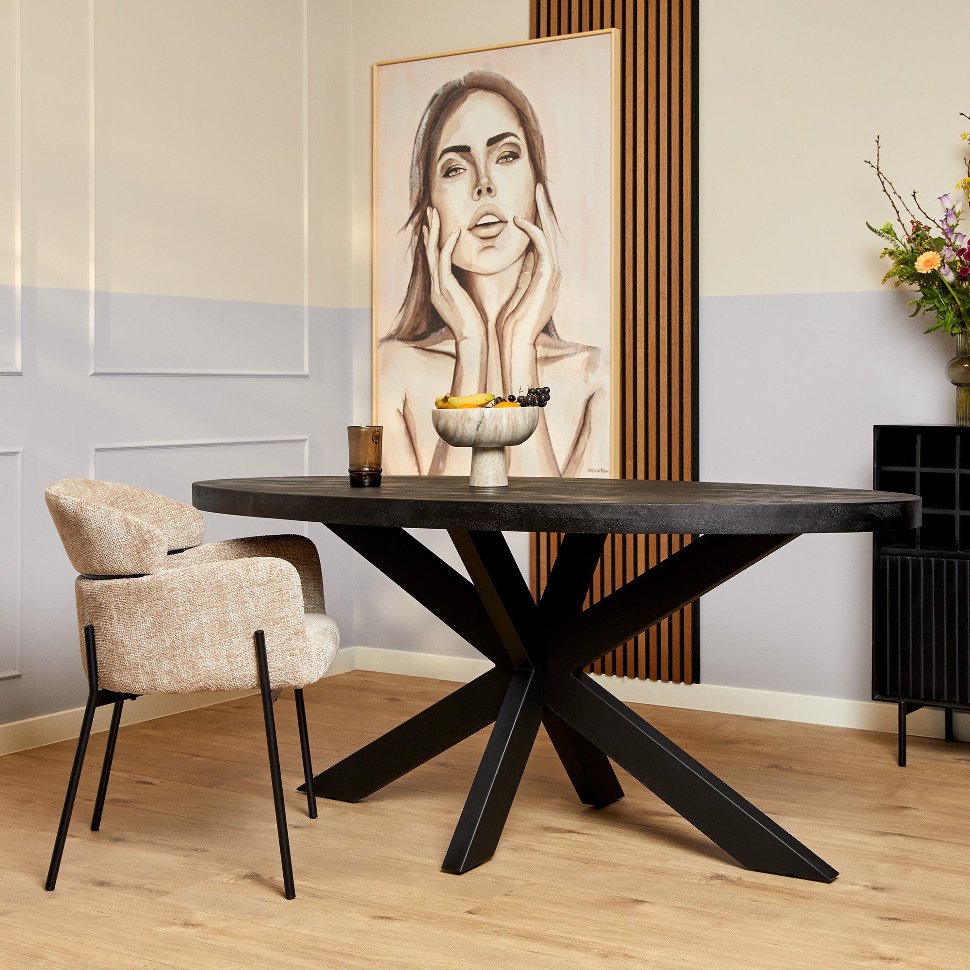 Eettafel Denver Black | 160 cm | Ovaal - Industrieelinhuis.nl
