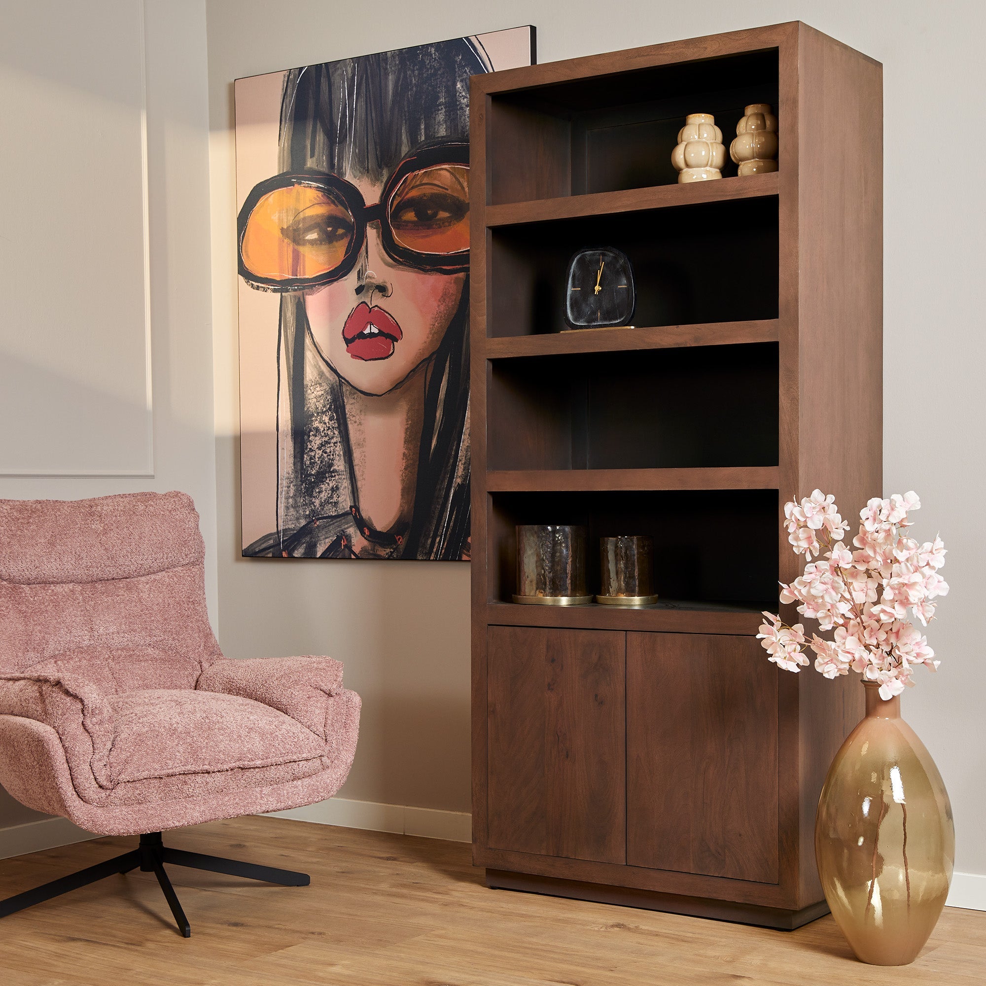 Boekenkast Eclipse Walnut | 90 cm - Industrieelinhuis.nl