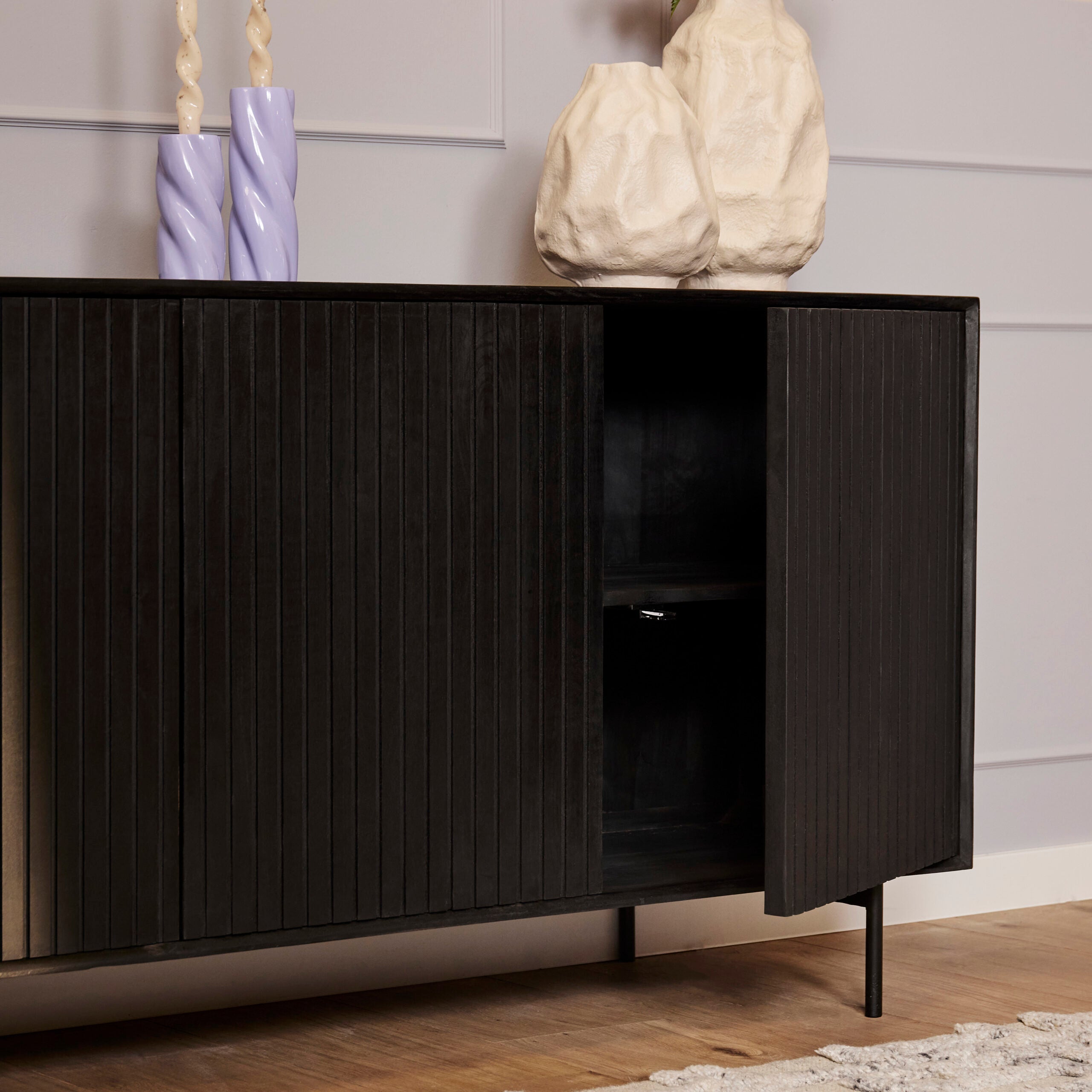 Dressoir Madison Zwart 165 cm - Industrieelinhuis.nl