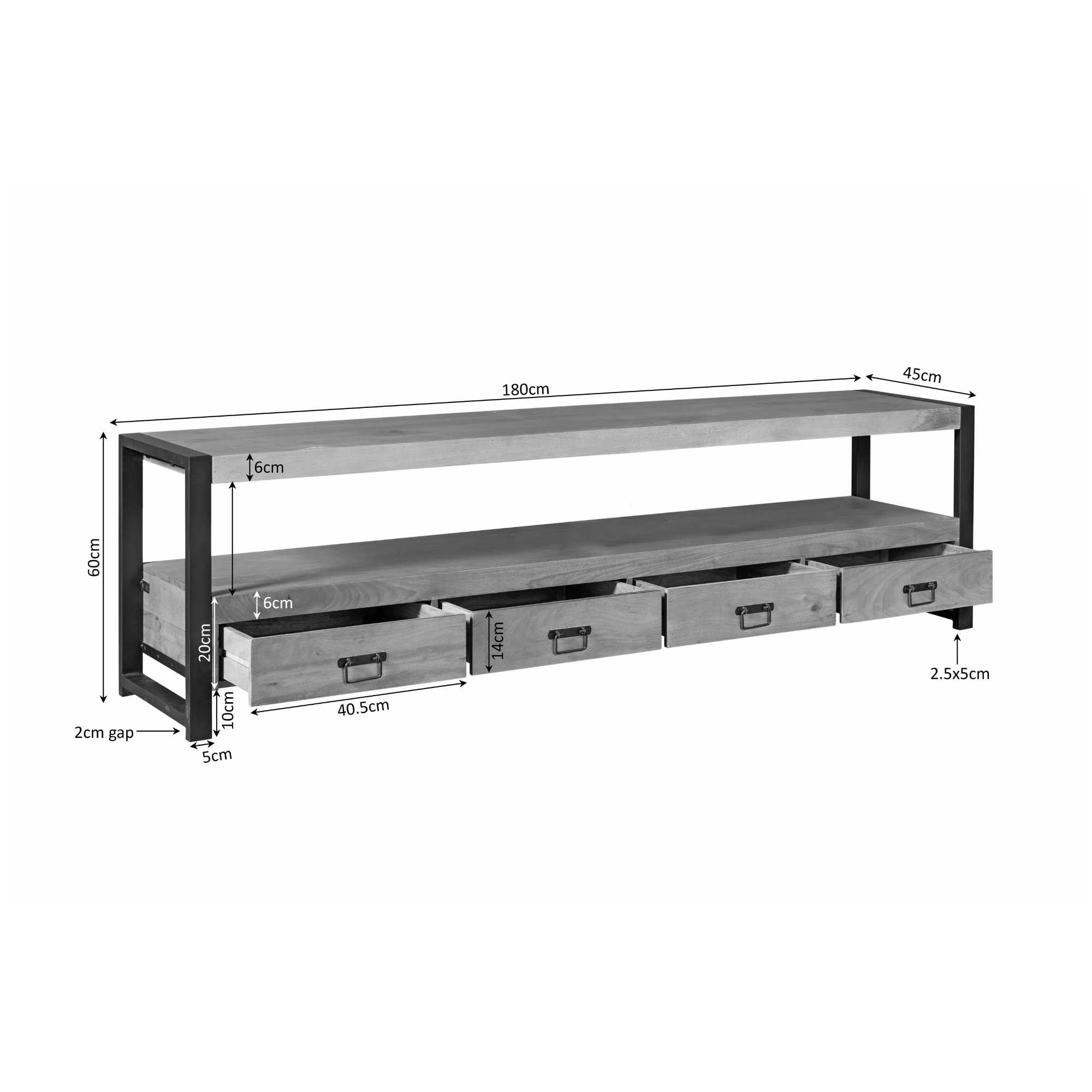 Tv meubel Sorrento | 180 cm - Industrieelinhuis.nl