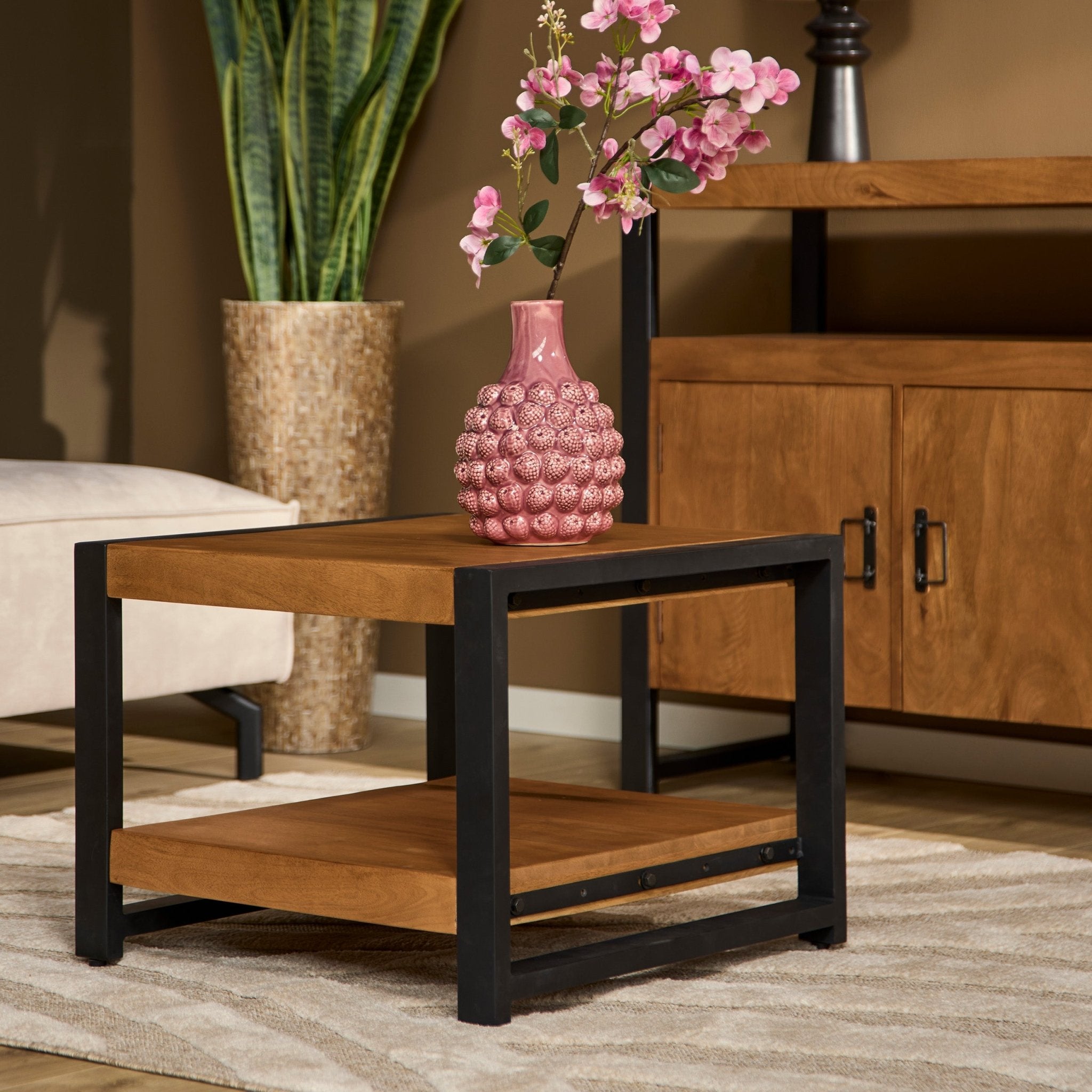 Bijzettafel Boaz met onderblad | 60 cm - Industrieelinhuis.nl